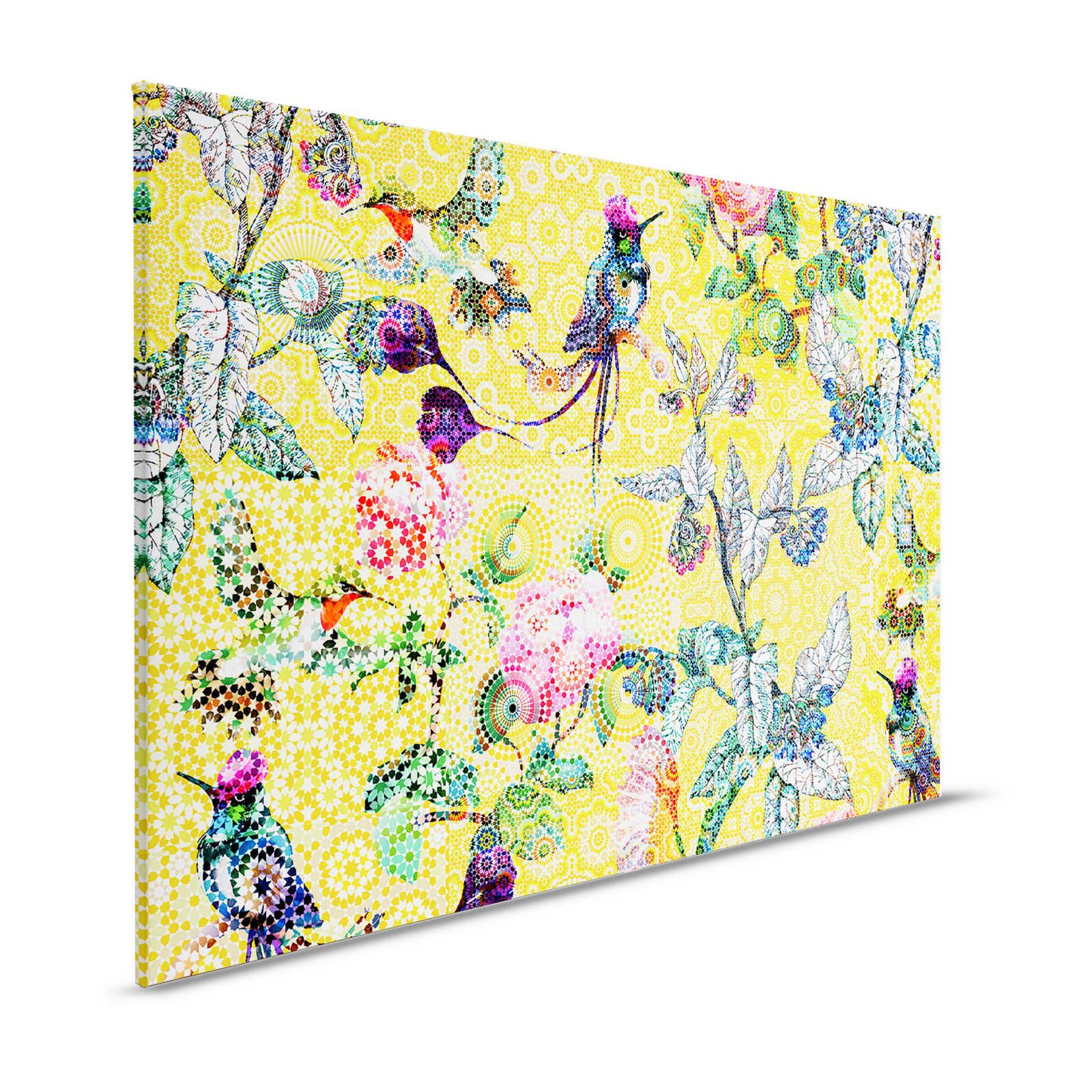 Canvas painting exotic flowers mosaic - 1,20 m x 0,80 m
