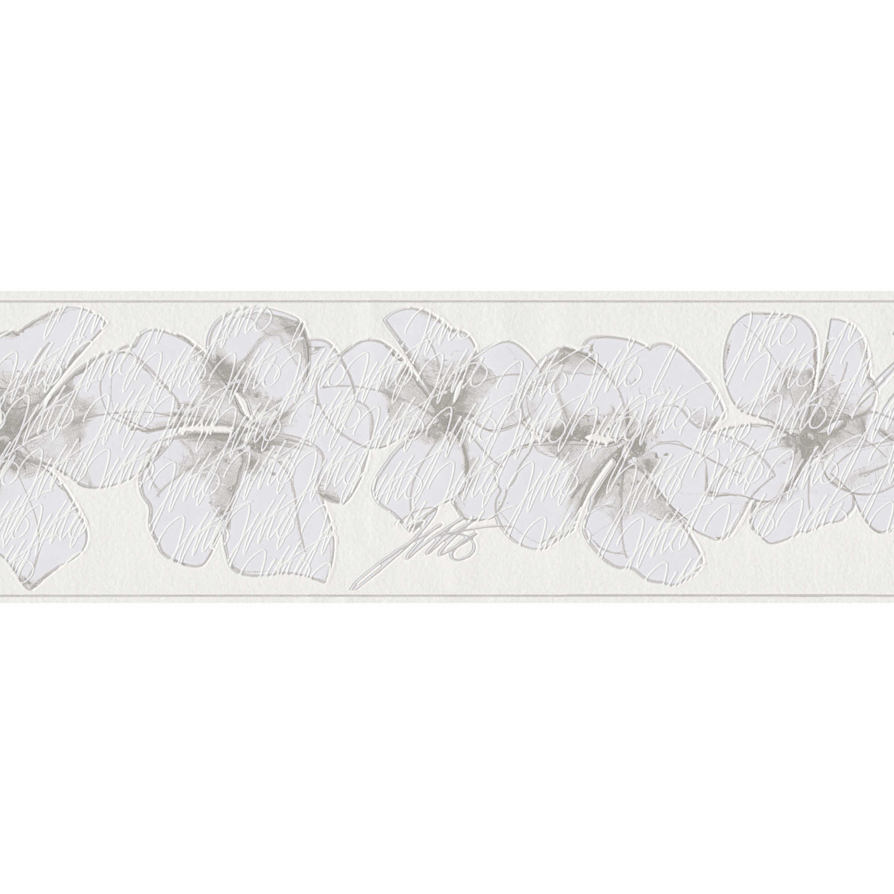         Flowers wallpaper border with modern design - white
    
