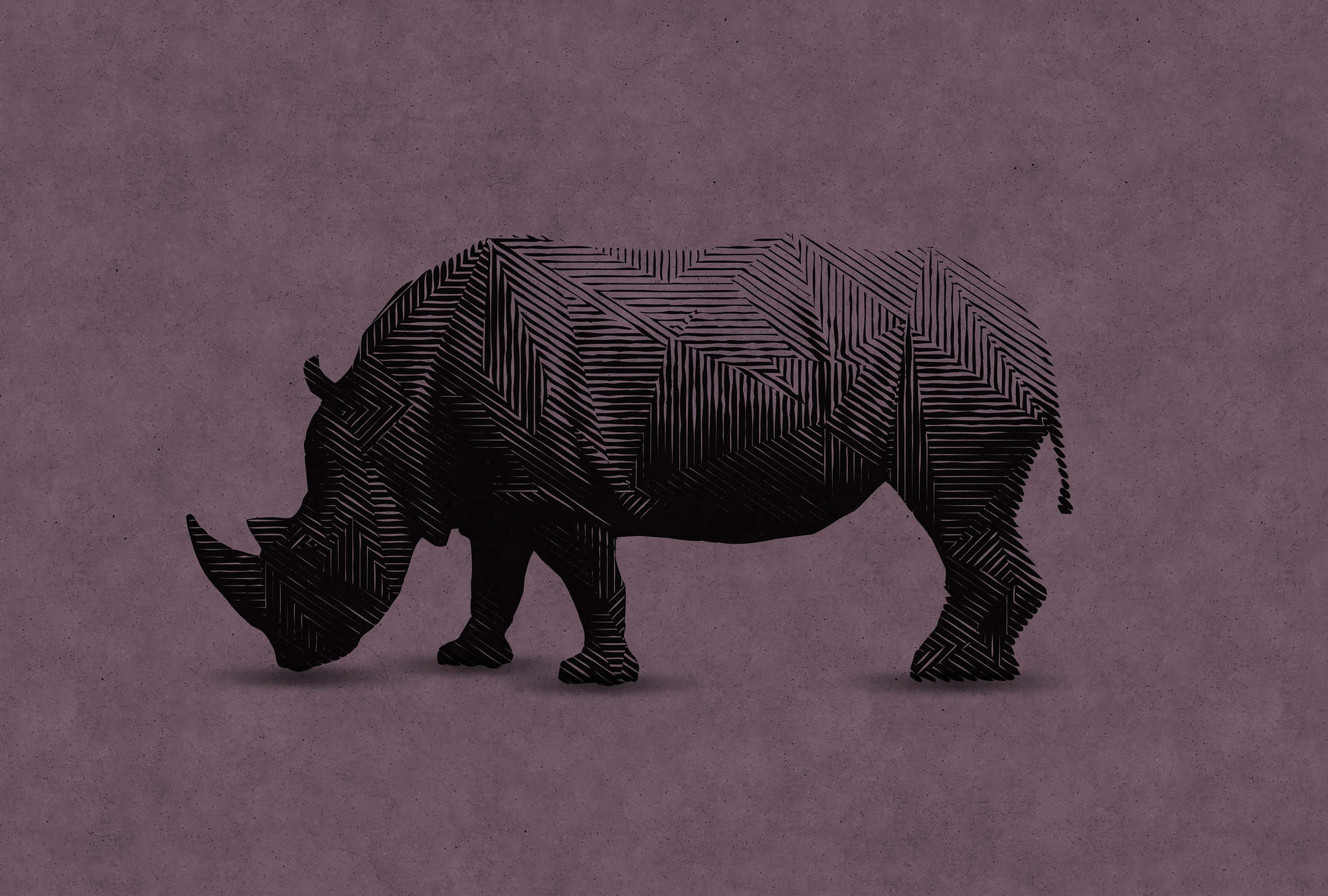             Modern mural with rhino in graphic style
        