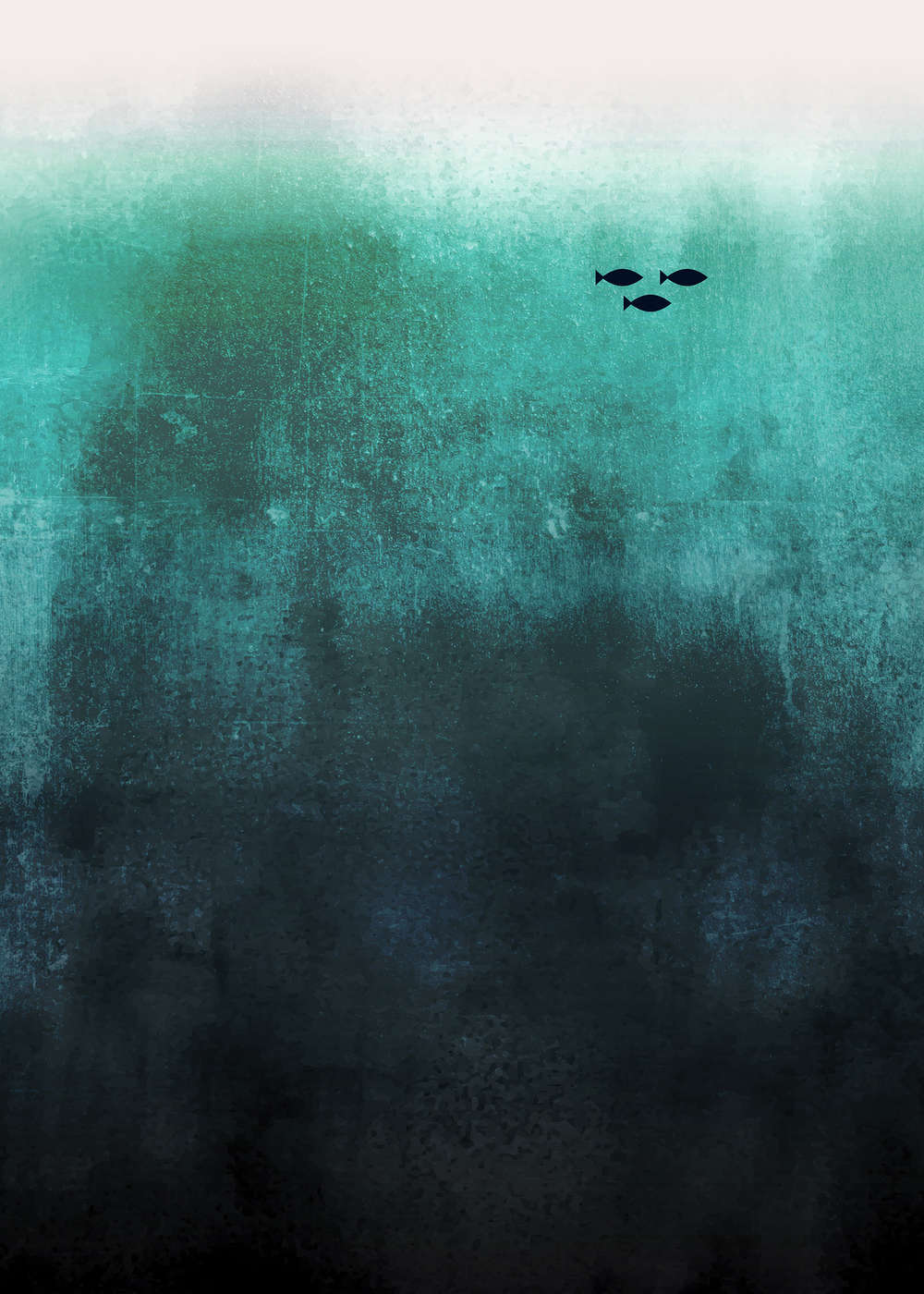             Papier peint panoramique sous-marin Océan abstrait avec poisson famille
        