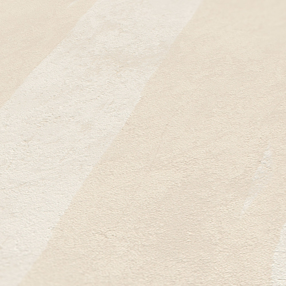             Papel pintado no tejido con aspecto de yeso y diseño de rayas - beige
        