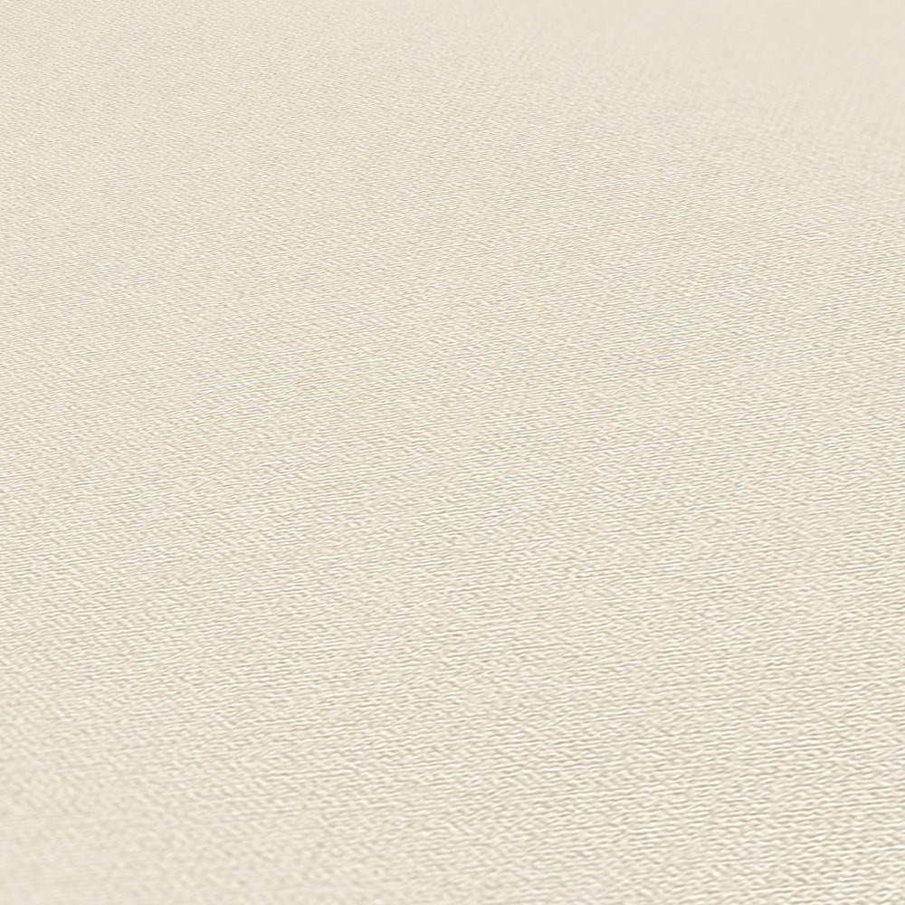             PVC-free plain wallpaper with linen look - beige, white
        