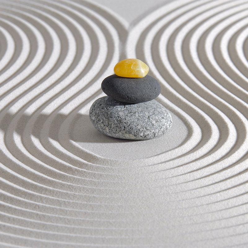         Spa Stone Tower in the Sand Wall Art Wallpaper - Yellow, Grey, Beige
    