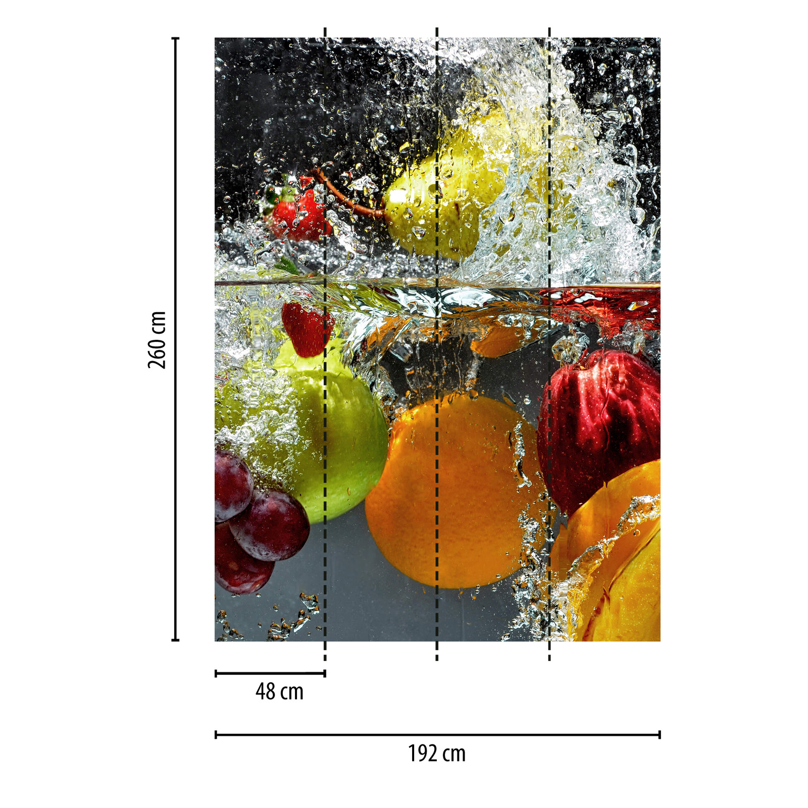             Frutta in acqua - Carta da parati, formato verticale - Colorata, gialla, rossa
        