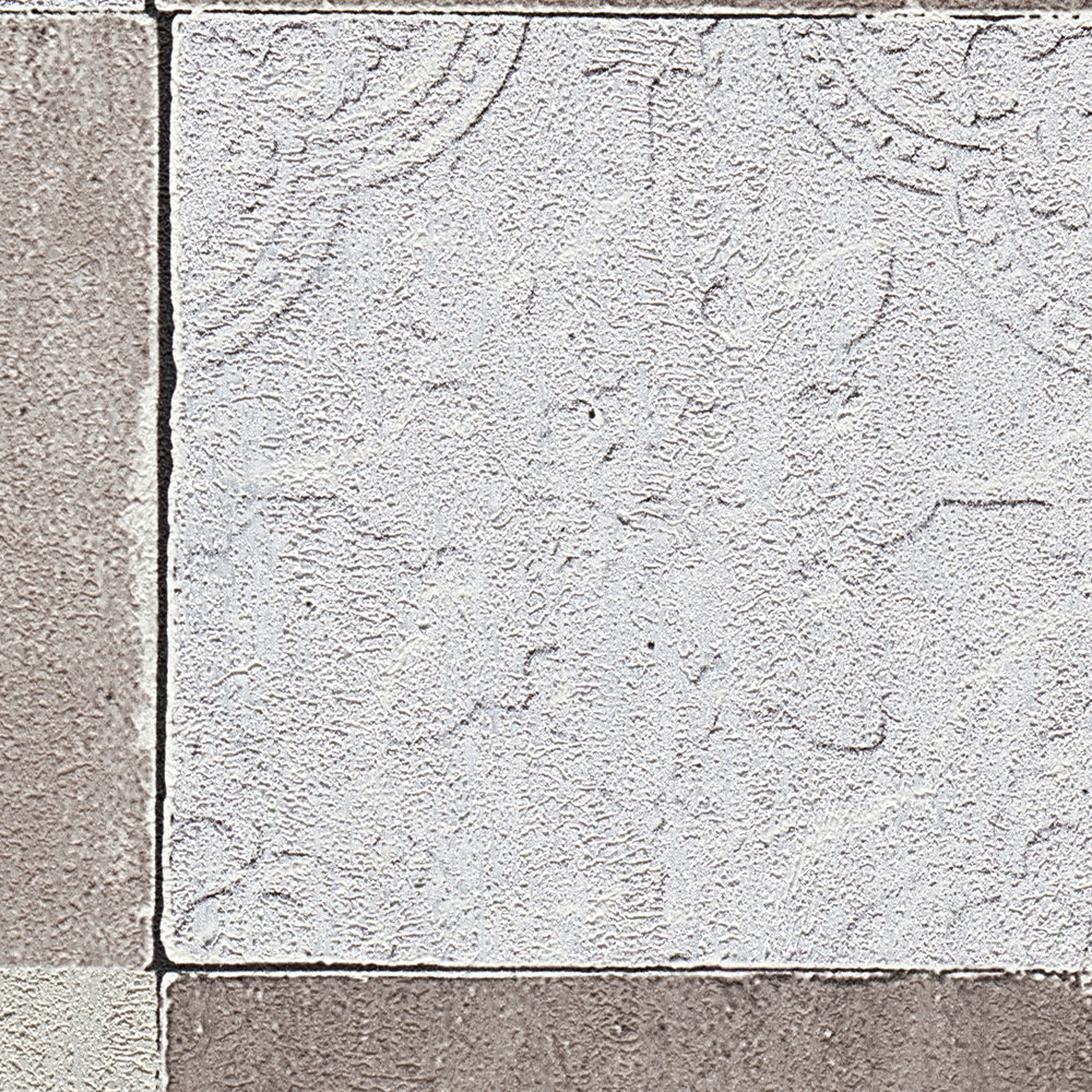             Carta da parati a piastrelle mosaico orientale - grigio, crema
        