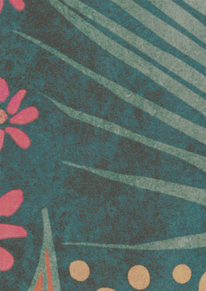             behang nieuwigheid | motief behang smaragdgroen met bloemen patroon
        