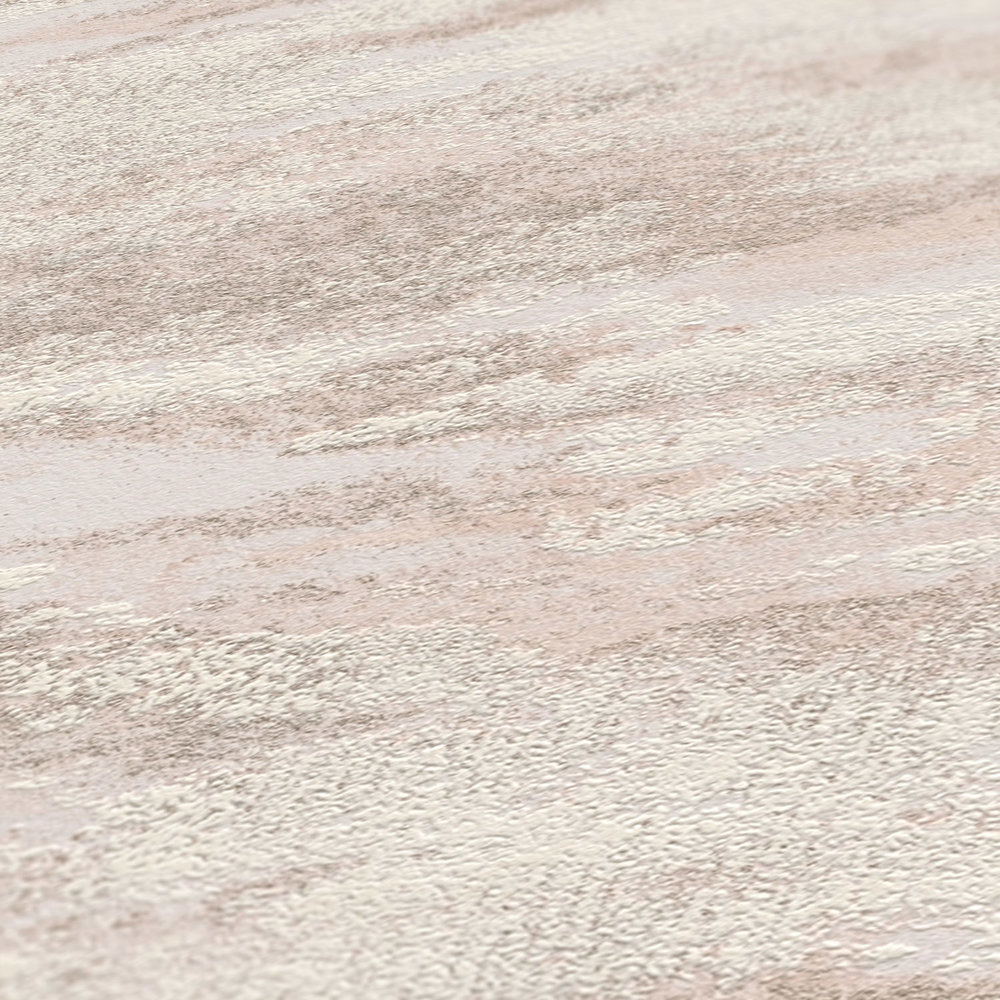             Papel pintado de tejido no tejido con un ligero patrón de ondas y efecto de brillo - blanco, beige
        