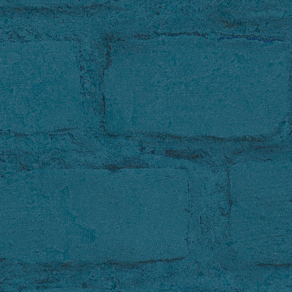             Papier peint mur en pierres aspect clinker - bleu
        
