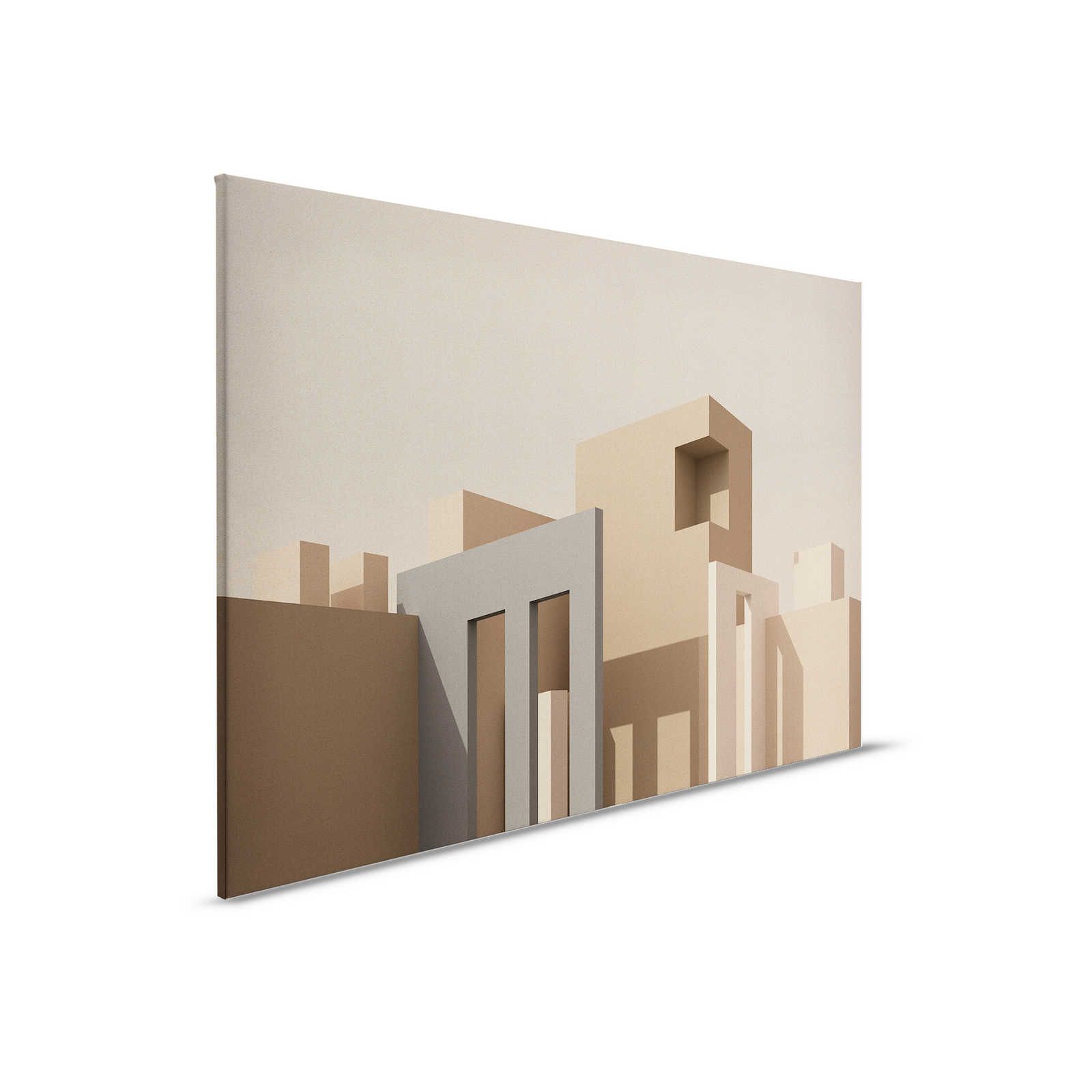         Tangier 1 - Canvas painting Architecture Cube Design in Beige & Grey - 0,90 m x 0,60 m
    