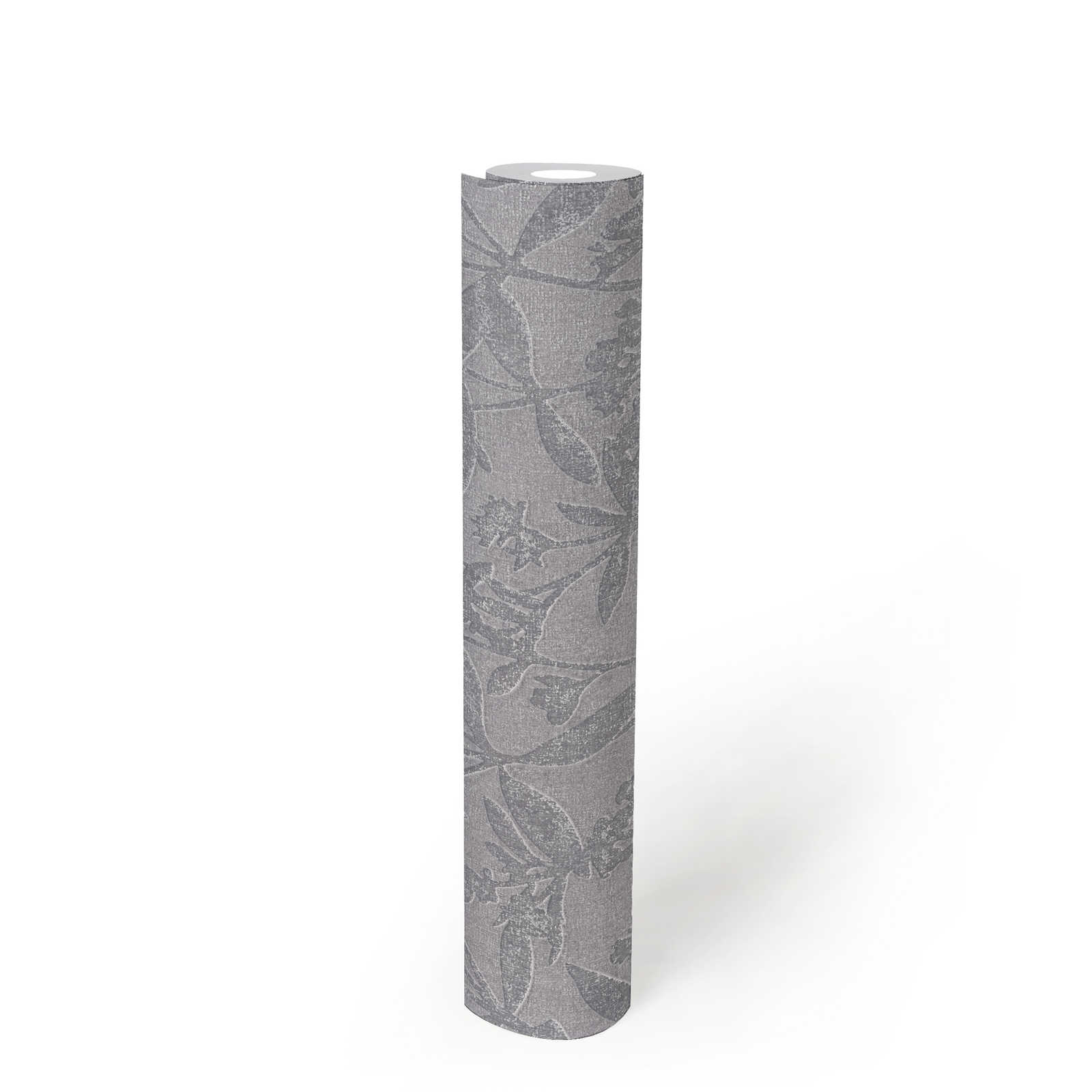             Floral non-woven wallpaper with floral textured pattern - grey, blue
        
