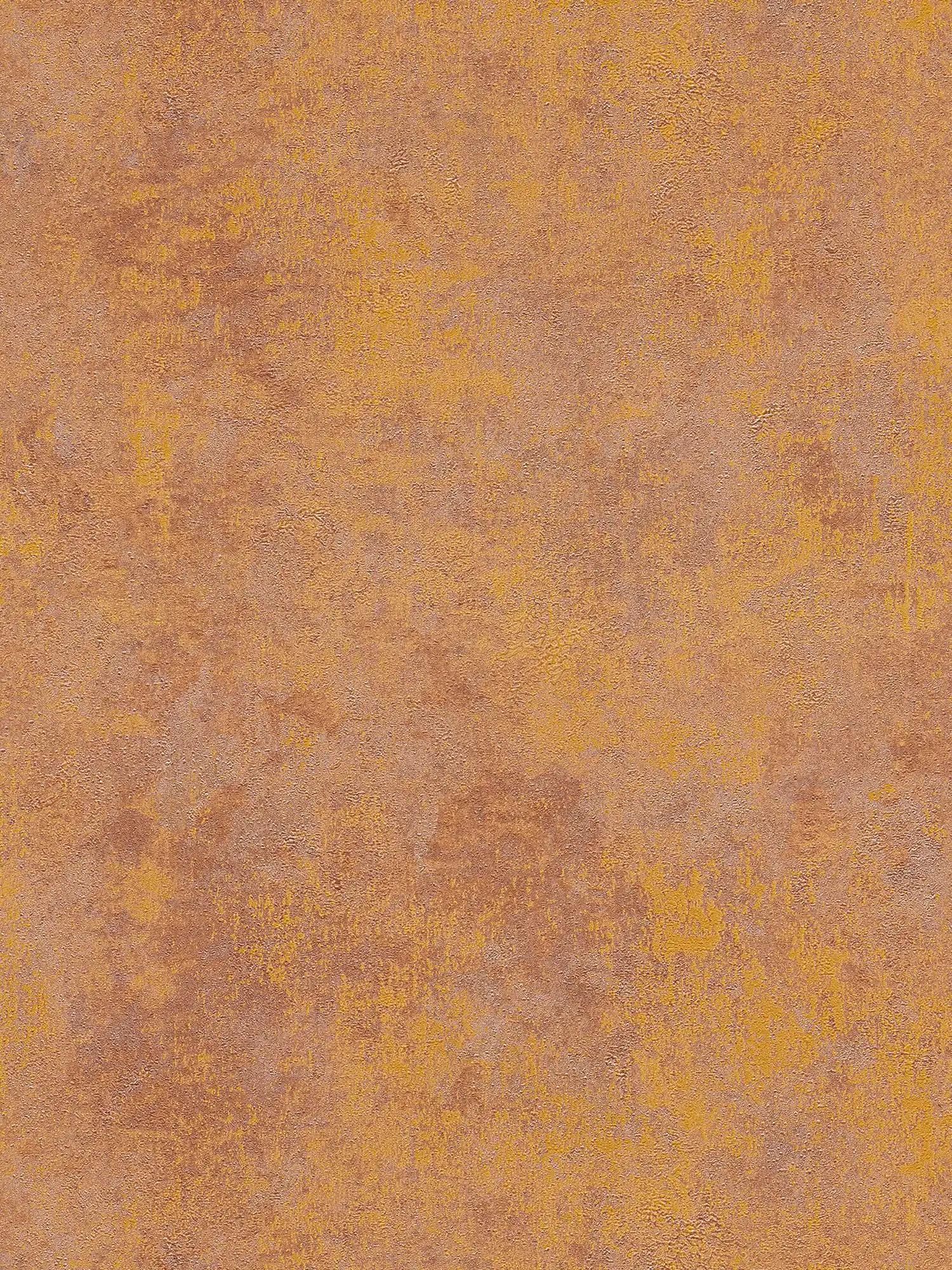 Papier peint intissé aspect rouille avec effet brillant - orange, cuivre, marron
