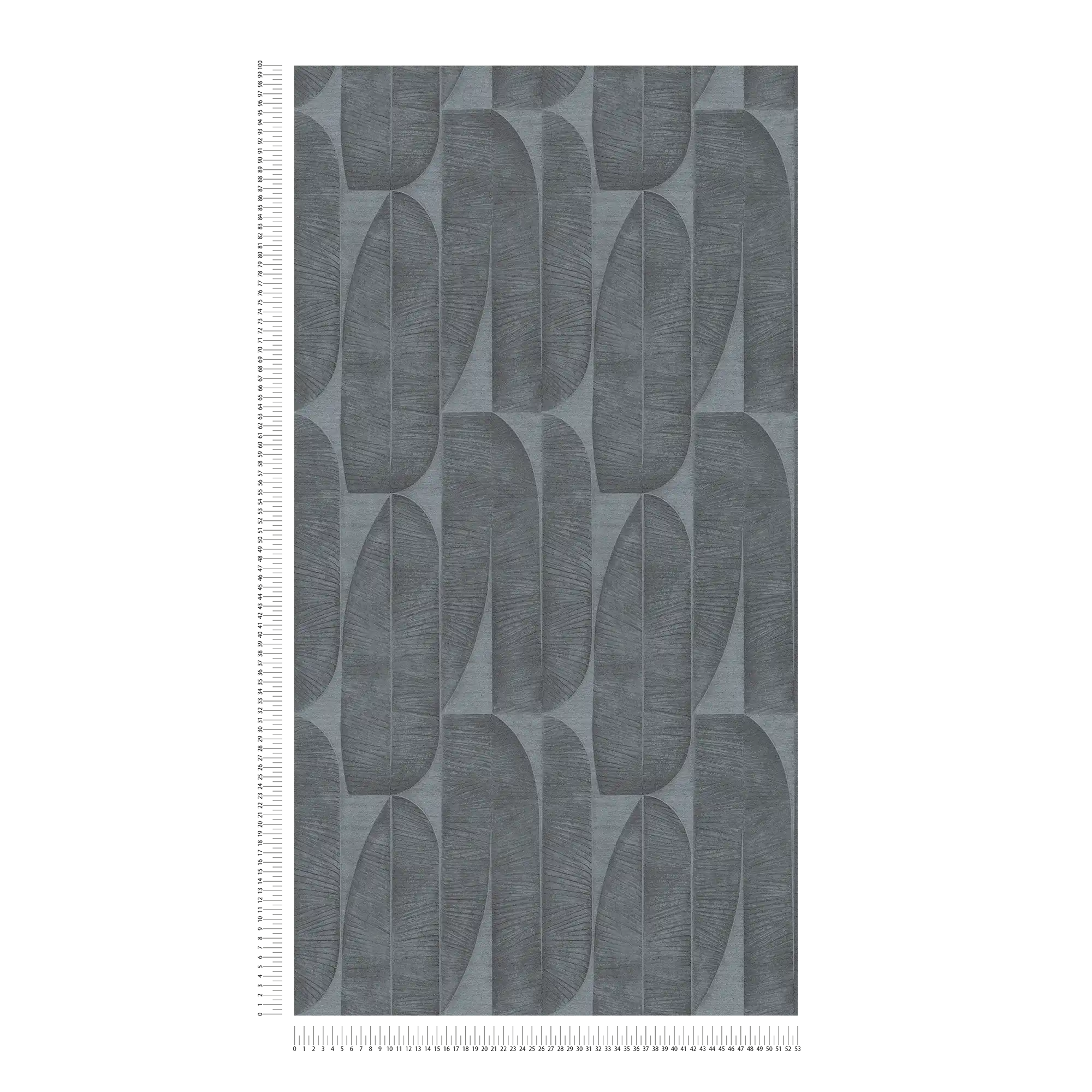             Carta da parati con motivo geometrico floreale a forma di foglia - nero, antracite
        