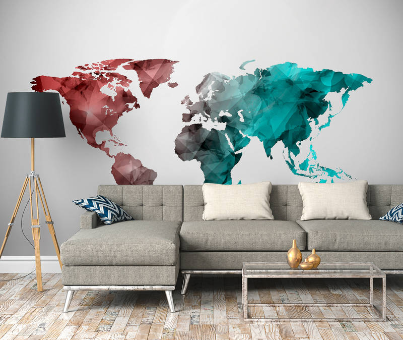             Wereldkaart gemaakt van grafische elementen - Gekleurd, Wit
        