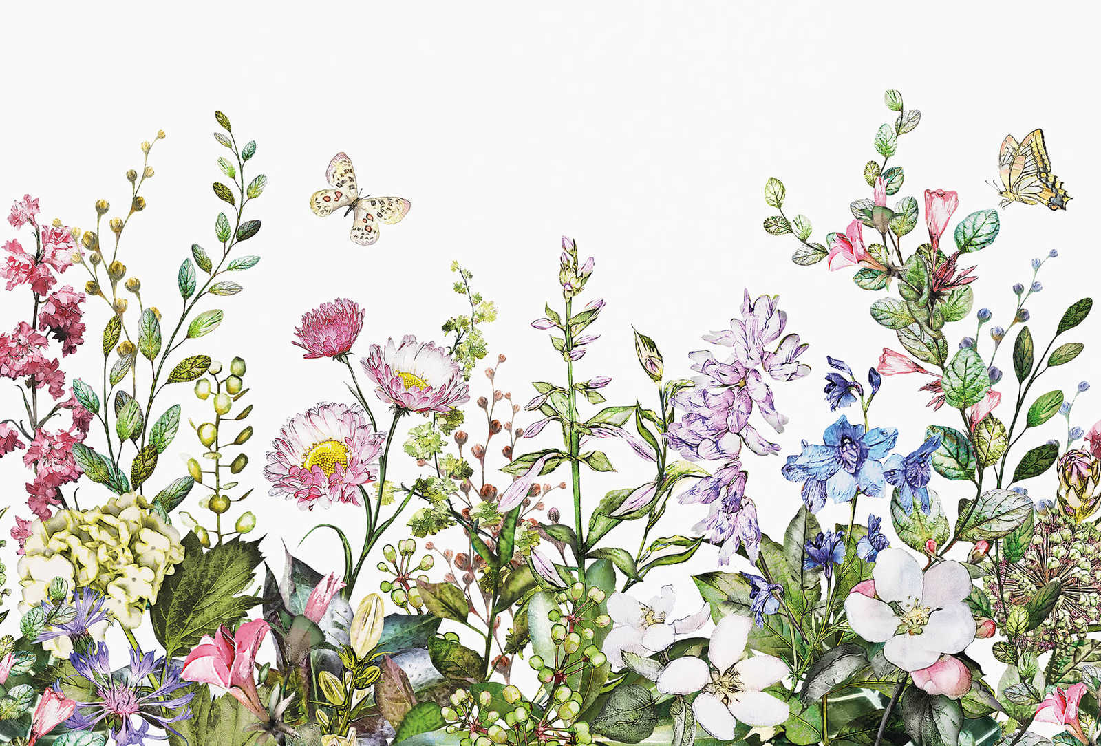         Photo wallpaper flower meadow - pink, green
    