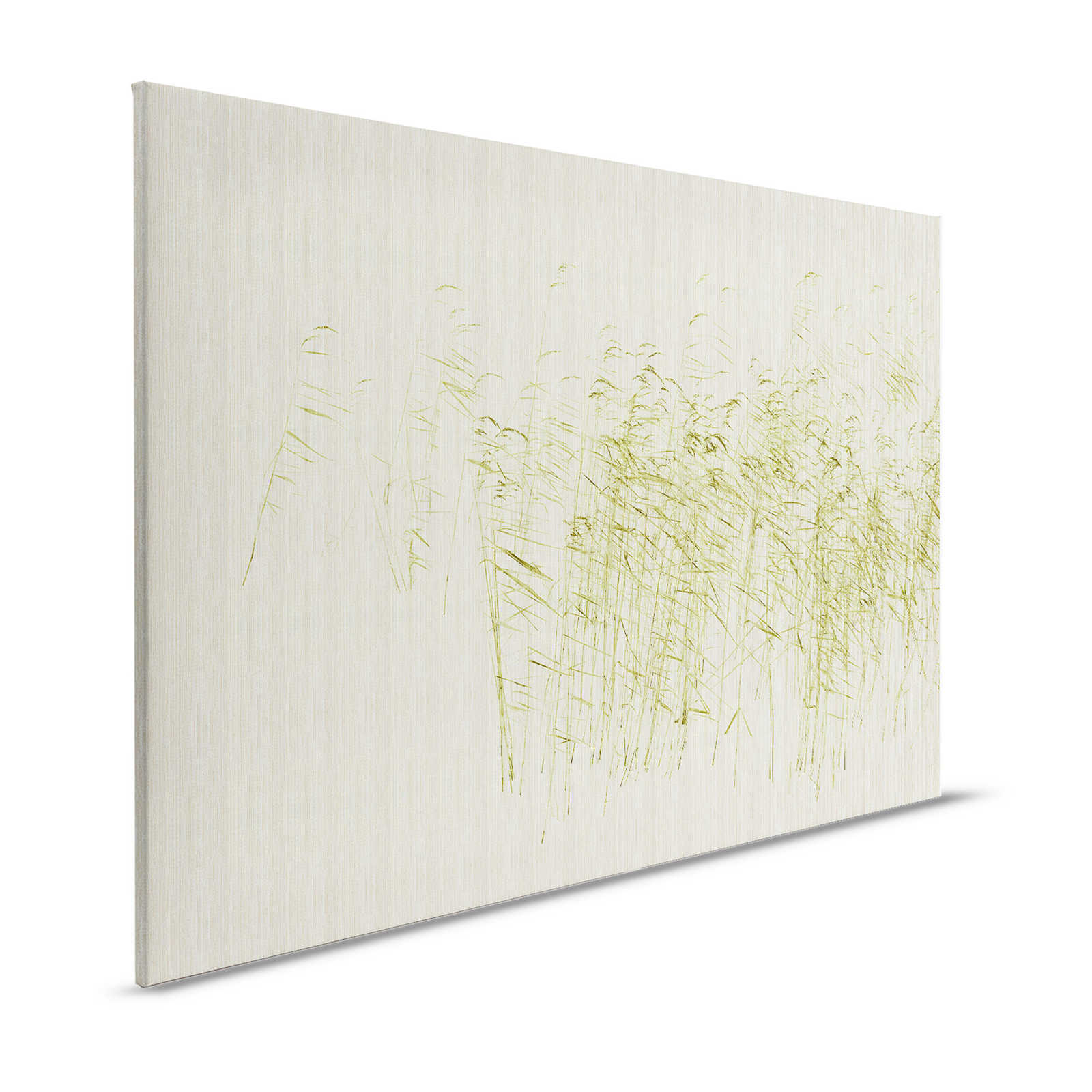 Allo stagno 1 - Tela naturalistica che dipinge gambi di canna verde allo stagno - 1,20 m x 0,80 m
