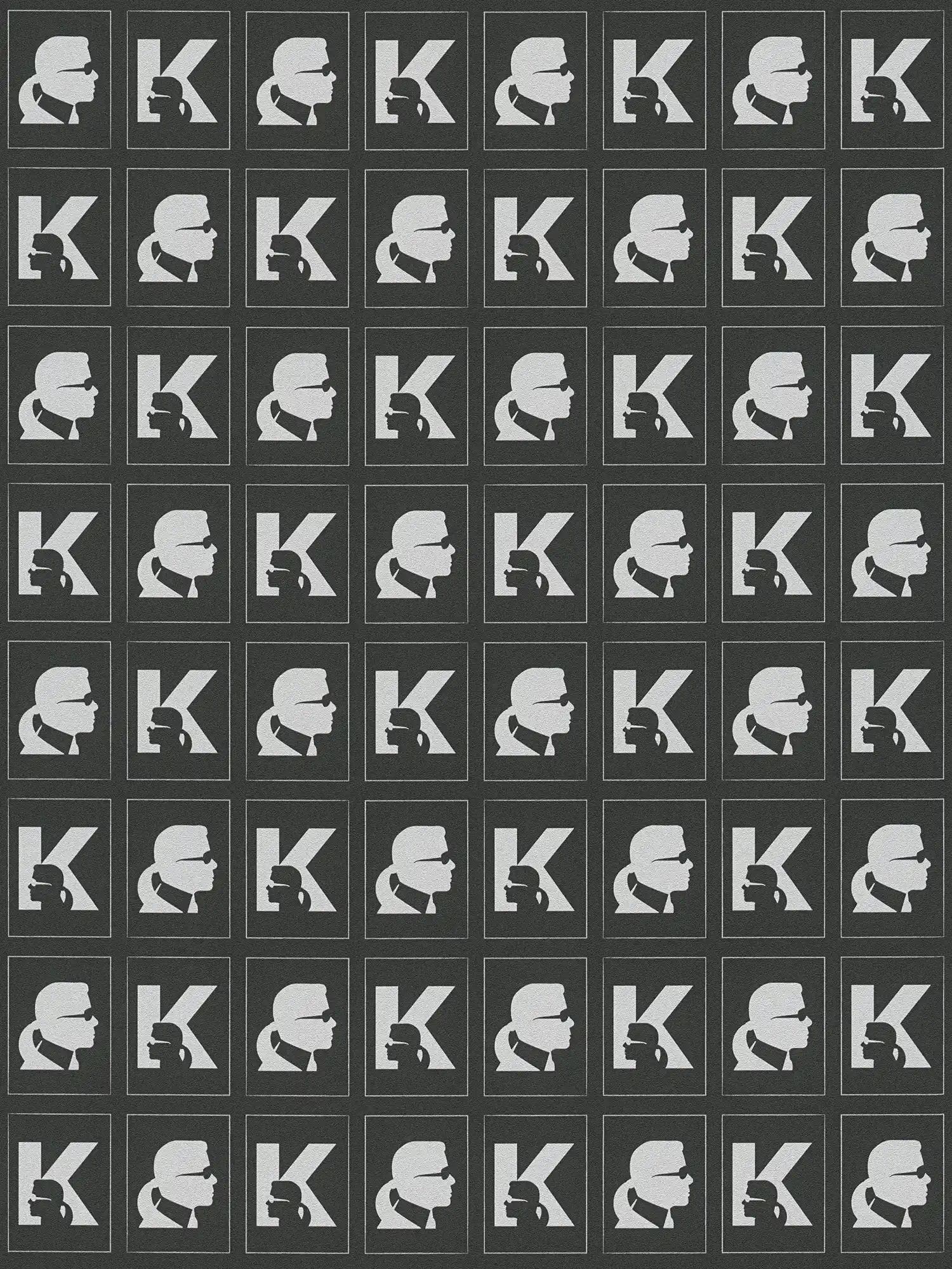 Karl LAGERFELD non-woven wallpaper emblem pattern - metallic, black
