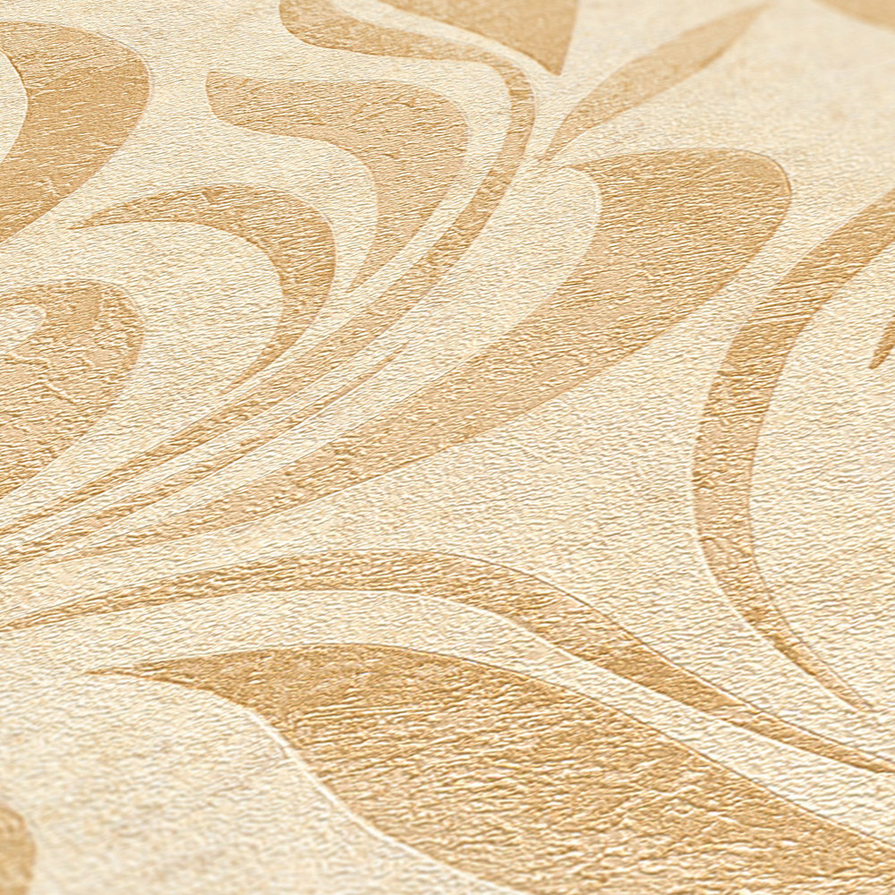             behang metallic patroon met structuur & kleur arceringen - beige, crème, metallic
        