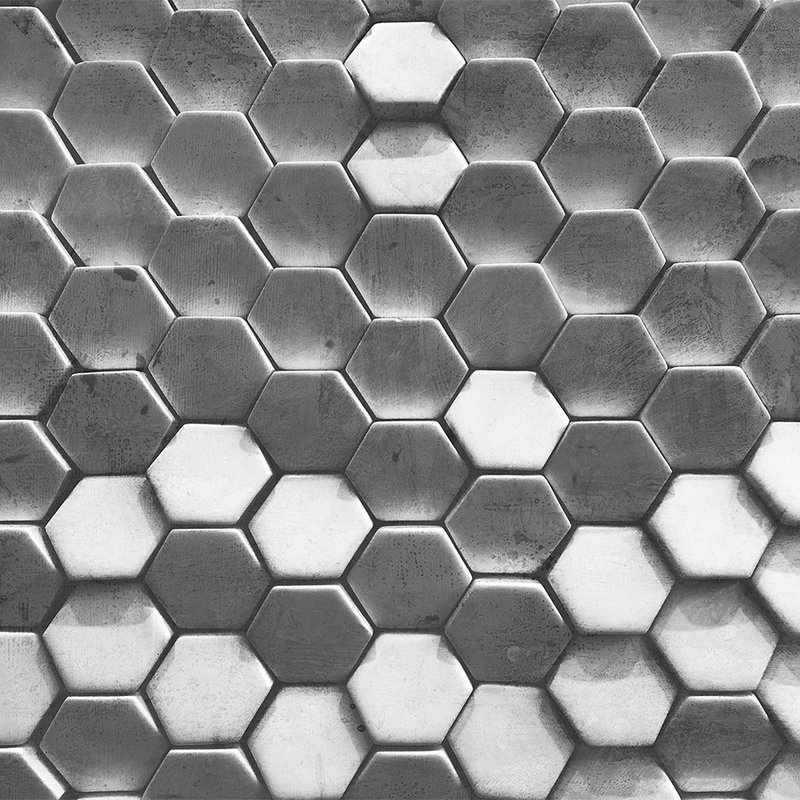        3D Wallpaper with Metallic Pattern - Grey, White
    