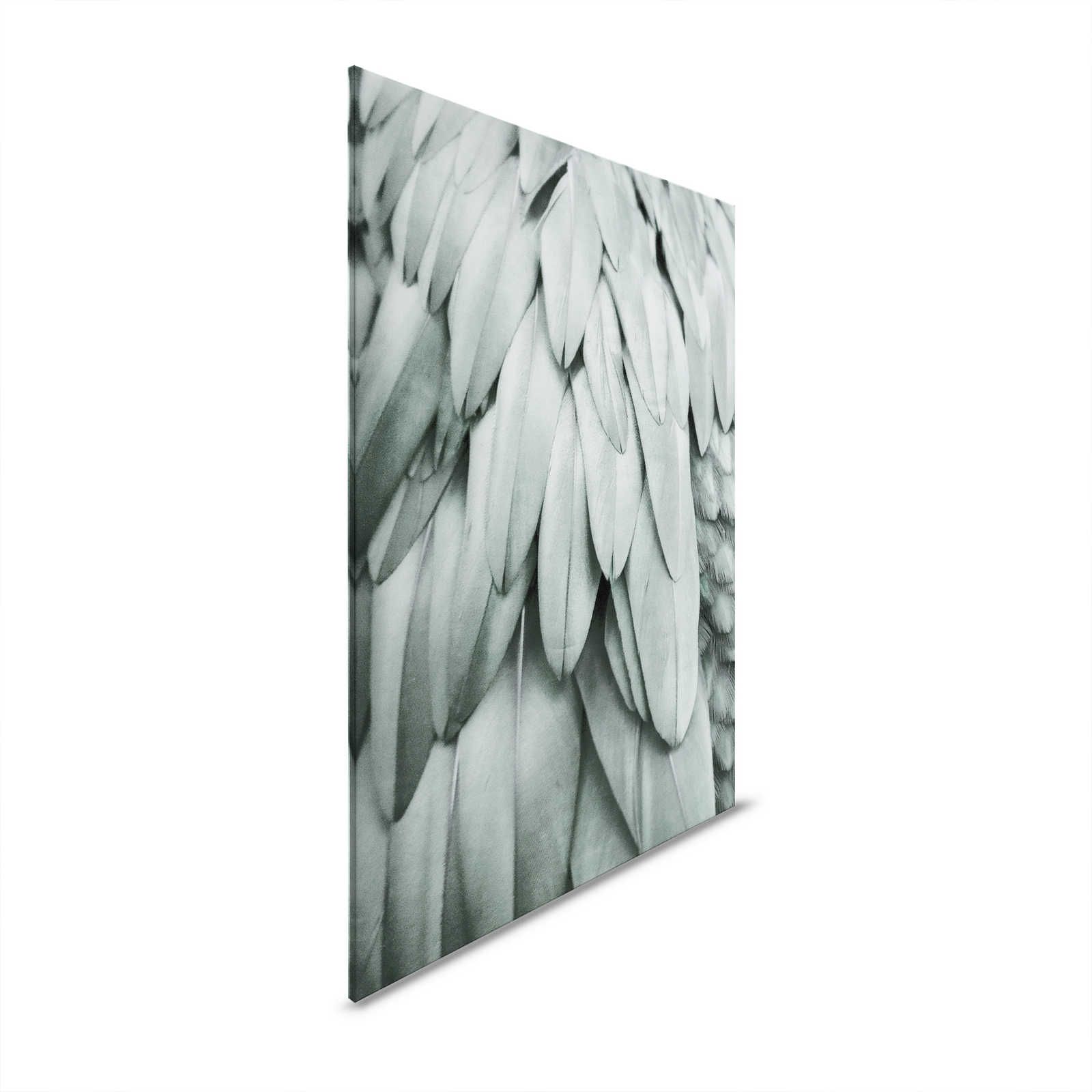 Canvas painting Feather Wings in Water Blue - 0,90 m x 0,60 m
