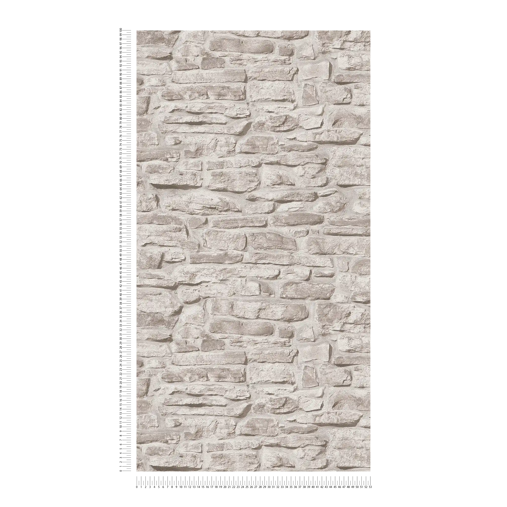             Carta da parati non tessuta effetto pietra rustica - greige, grigio, bianco
        