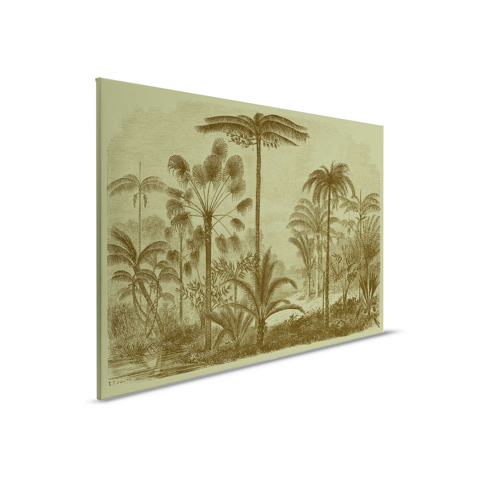 Jurassic 1 - Toile motif jungle gravure sur cuivre - 0,90 m x 0,60 m
