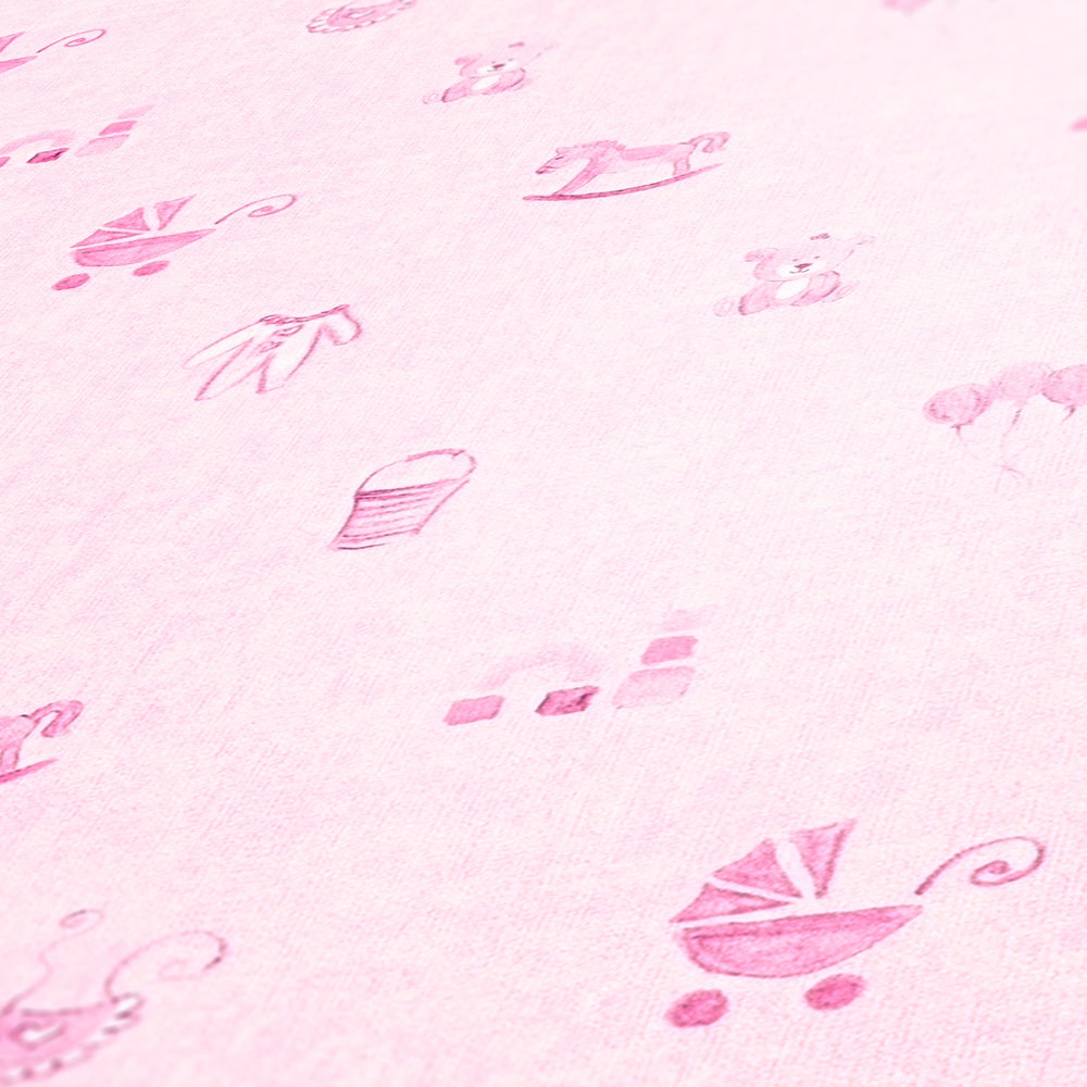             Joli papier peint pour chambre de bébé fille avec motif rose
        