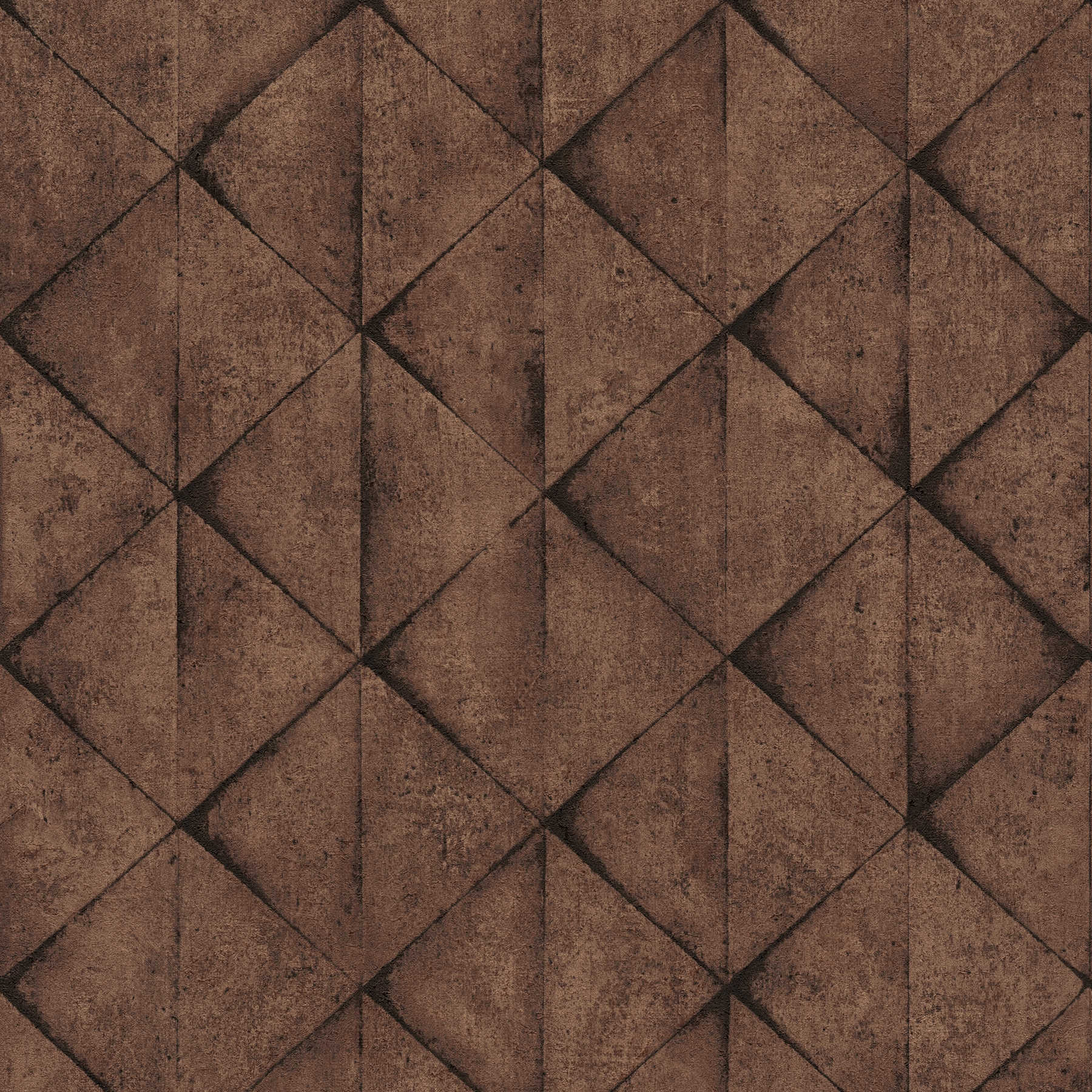 Wallpaper concrete look 3D tile design - brown, black
