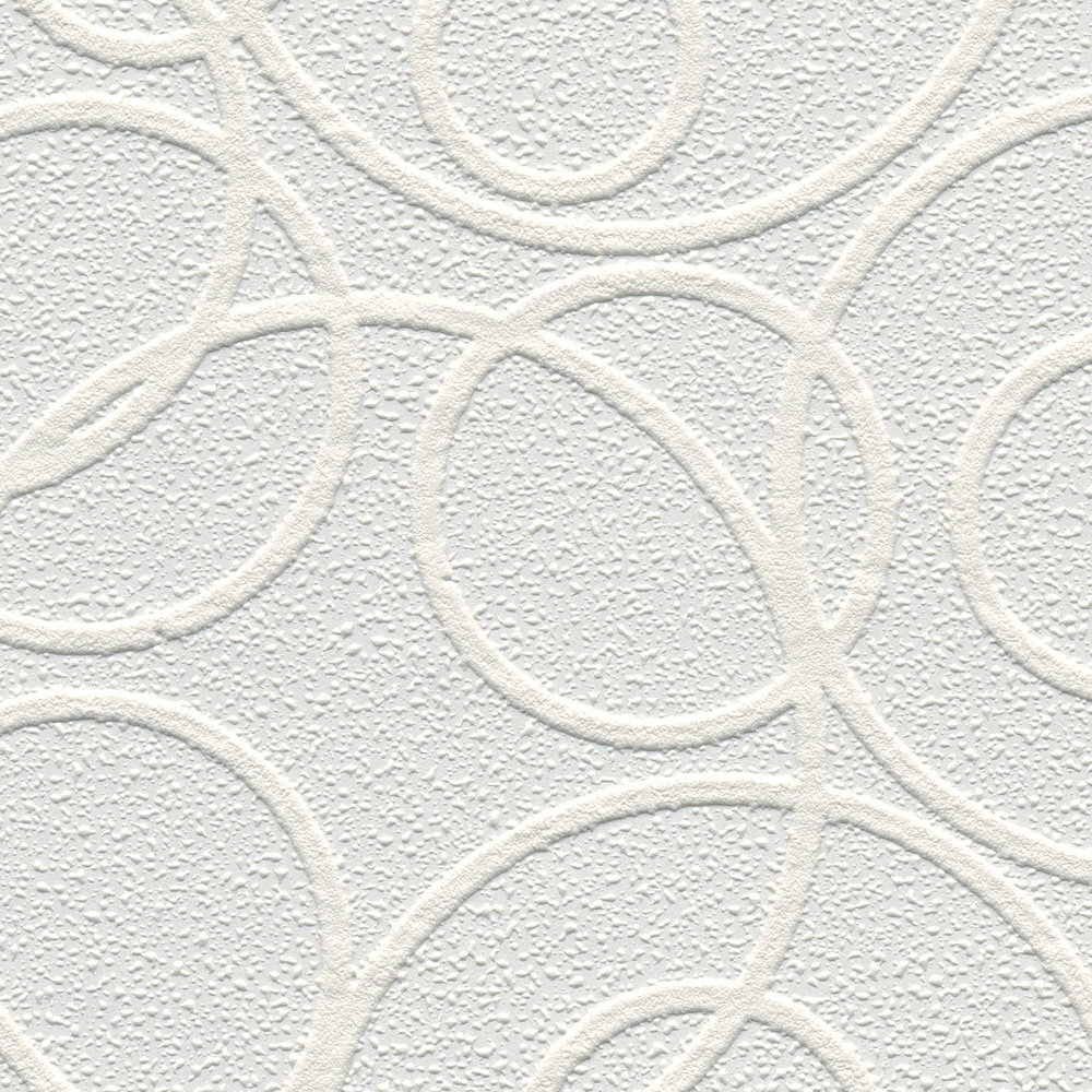             Textured wallpaper graphic pattern with 3D effect - paintable, white
        