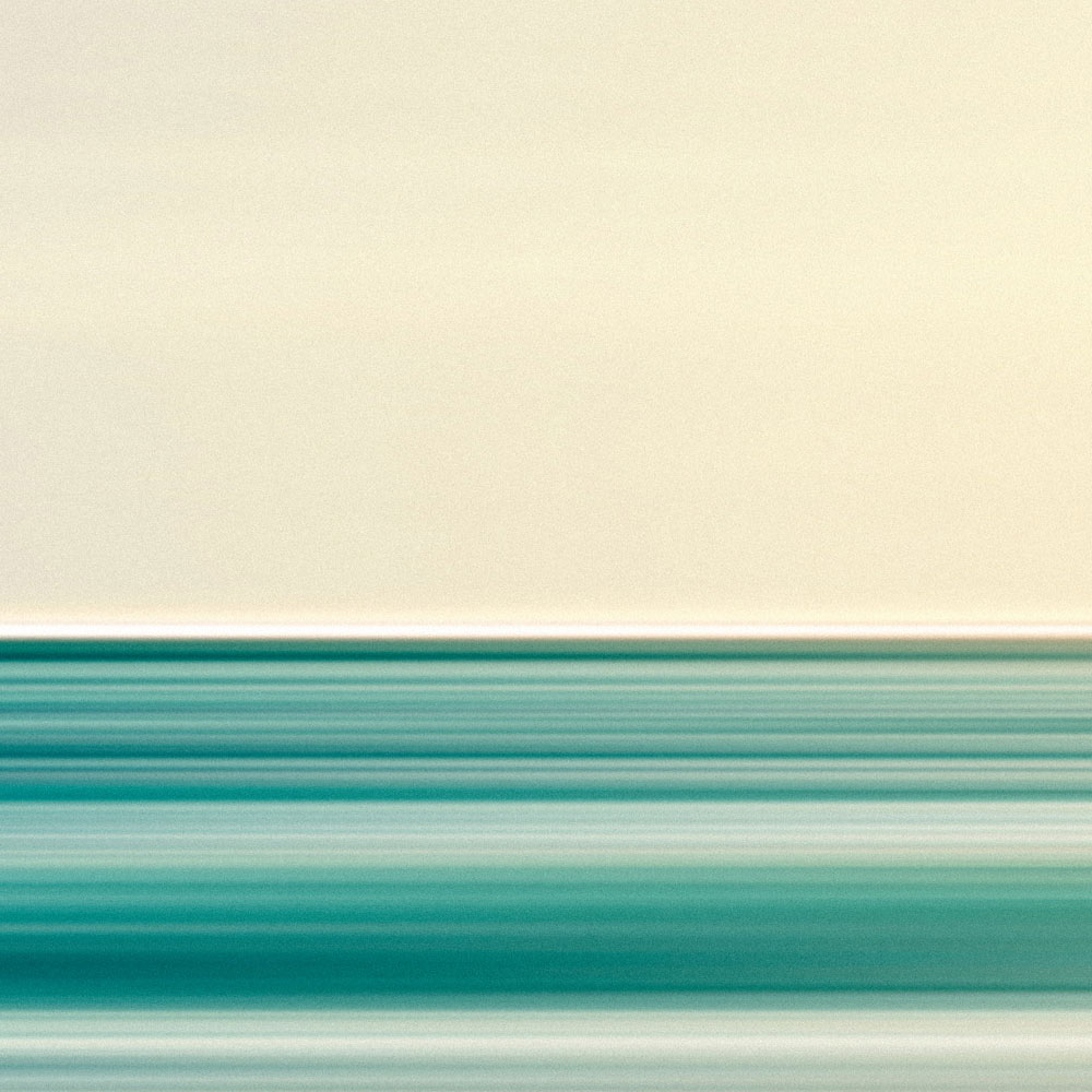             Horizon 1 - Muurschildering abstract landschap in blauw
        