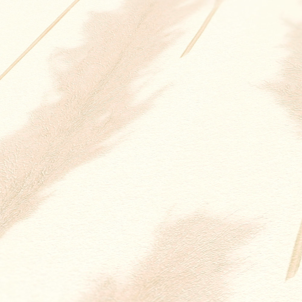             Papier peint avec motif d'herbe à lampions - beige, crème
        