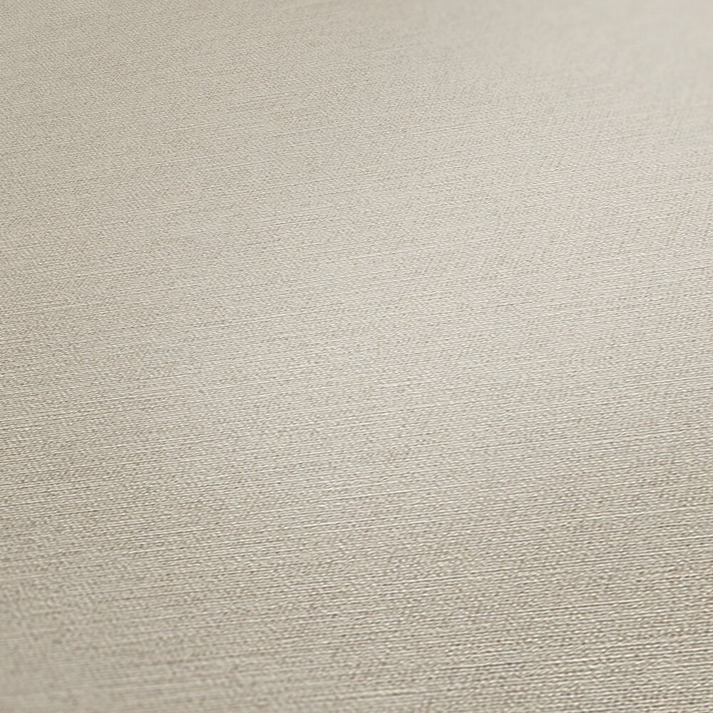            Carta da parati effetto lino beige tinta unita, leggera con struttura tessile
        