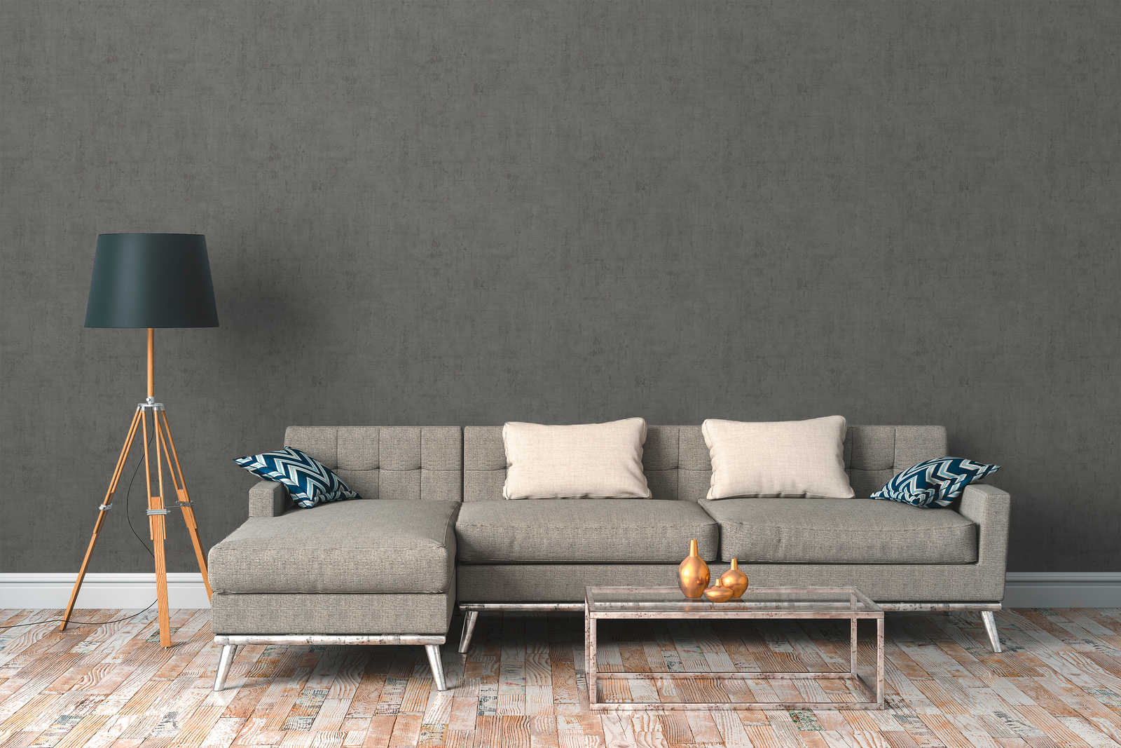             Wallpaper dark grey with plaster opics & embossed structure
        