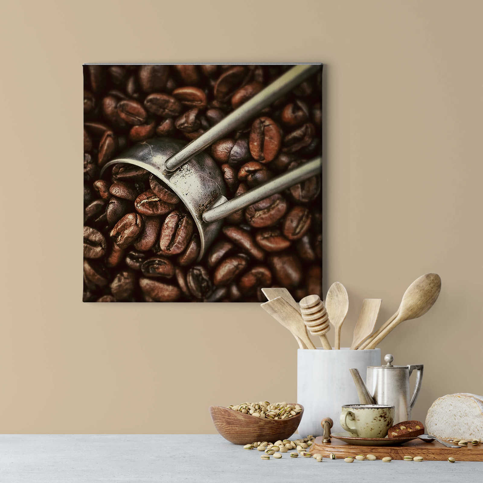             Square canvas picture coffee beans – brown
        