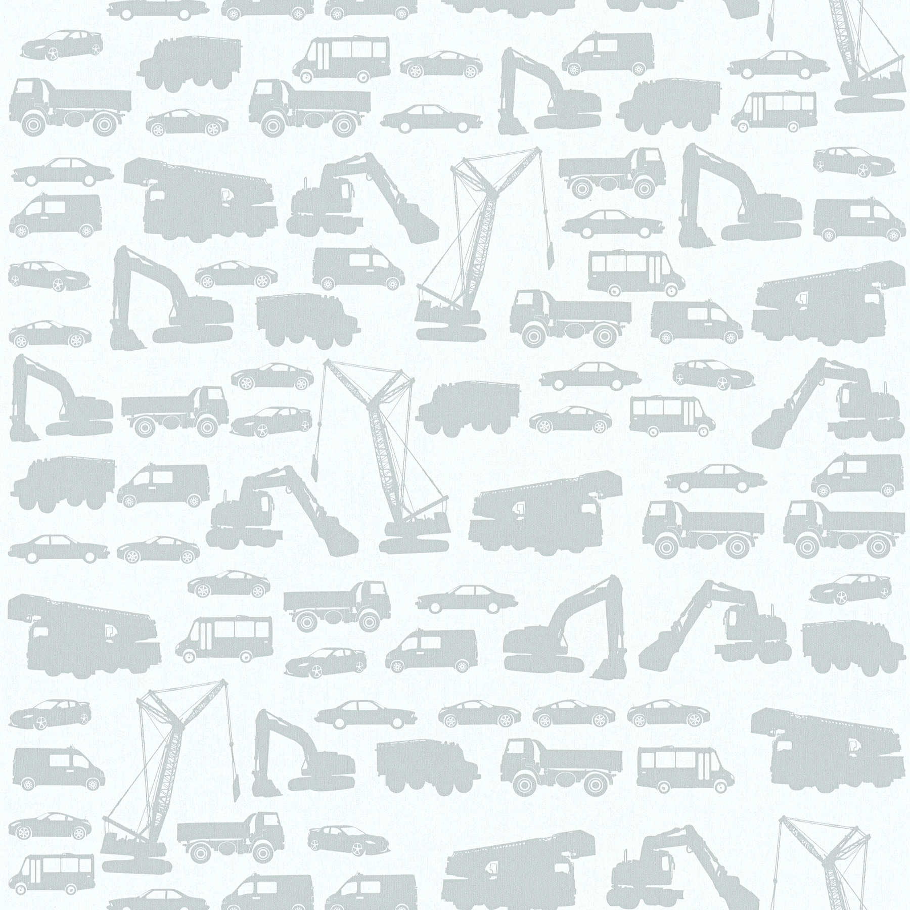         Wallpaper construction site with vehicle pattern for boys - grey
    