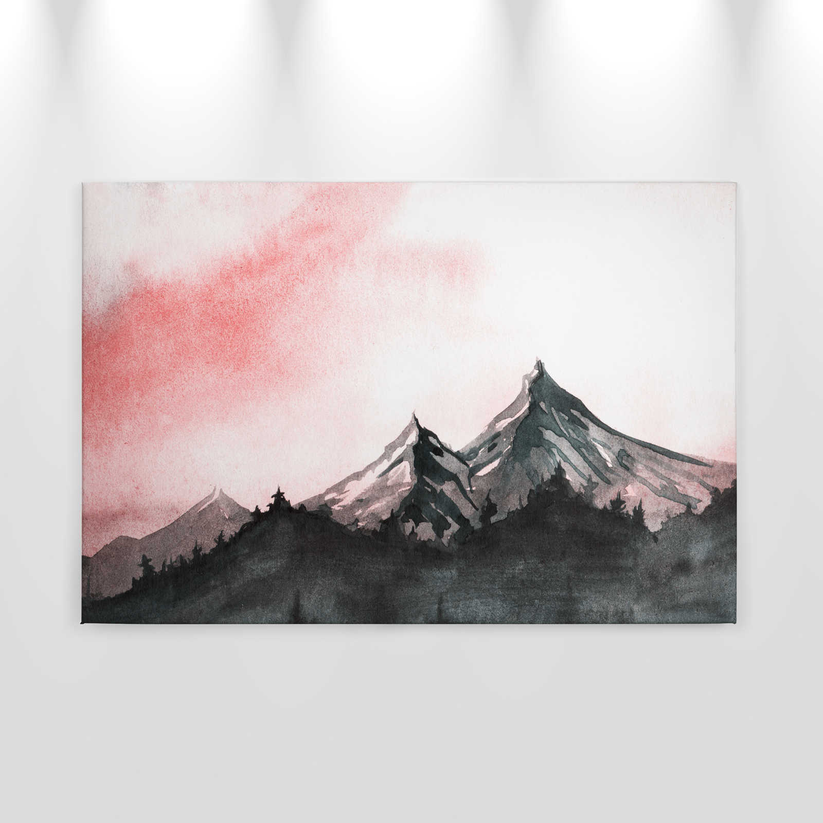            Canvas met berglandschap in aquarelstijl - 0,90 m x 0,60 m
        