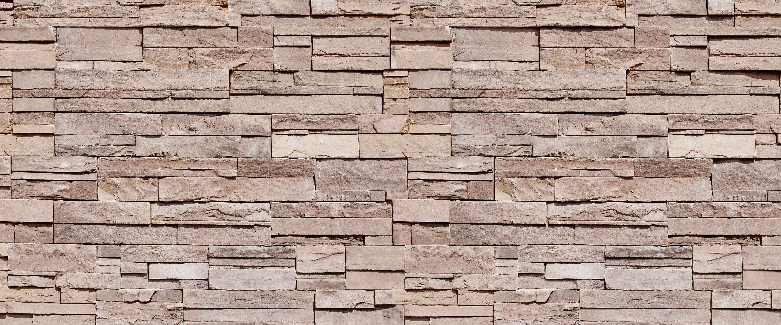             Papier peint panoramique 3D aspect pierre, mur de pierres sèches marron clair
        
