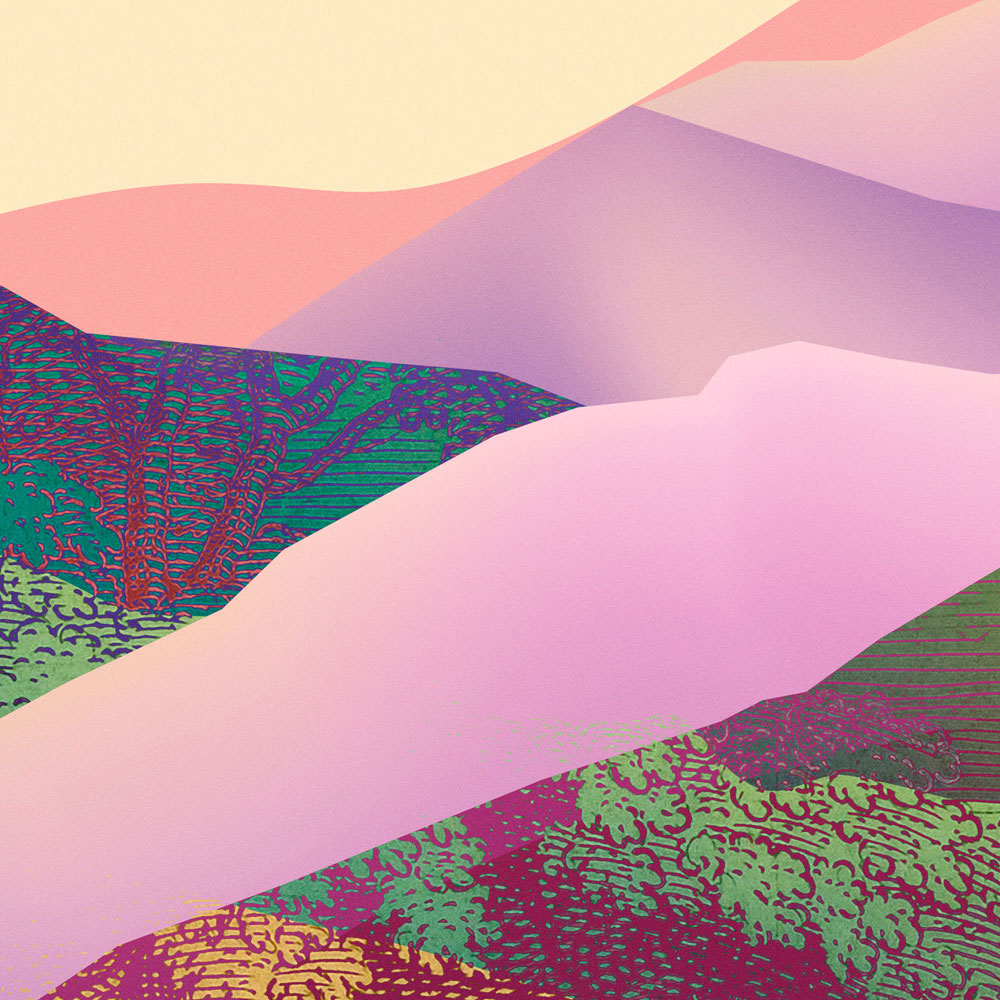             Magic Mountain 2 - Mural de pared paisaje de montaña abstracto
        