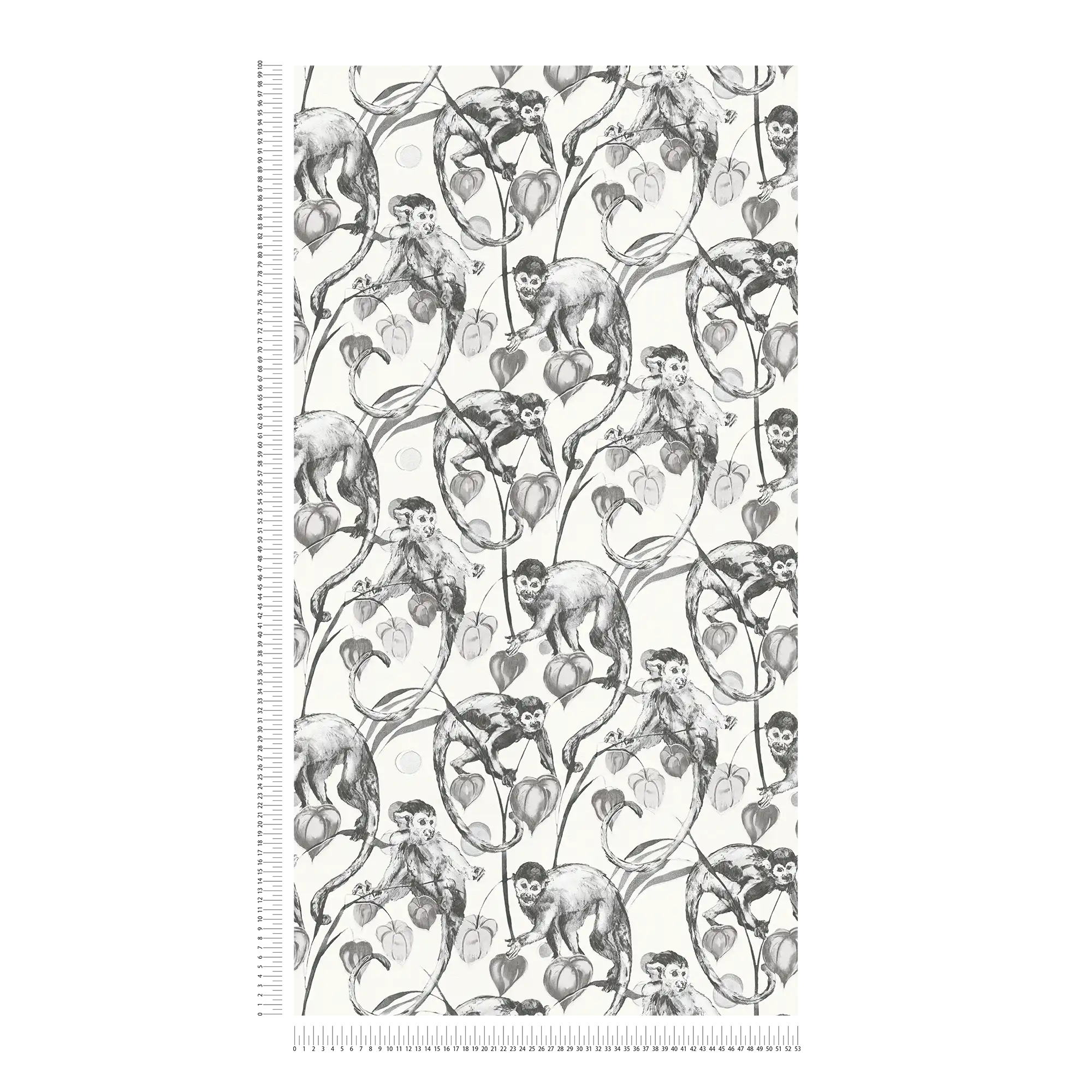             Papel pintado no tejido MICHALSKY con motivos de monos en blanco y negro
        