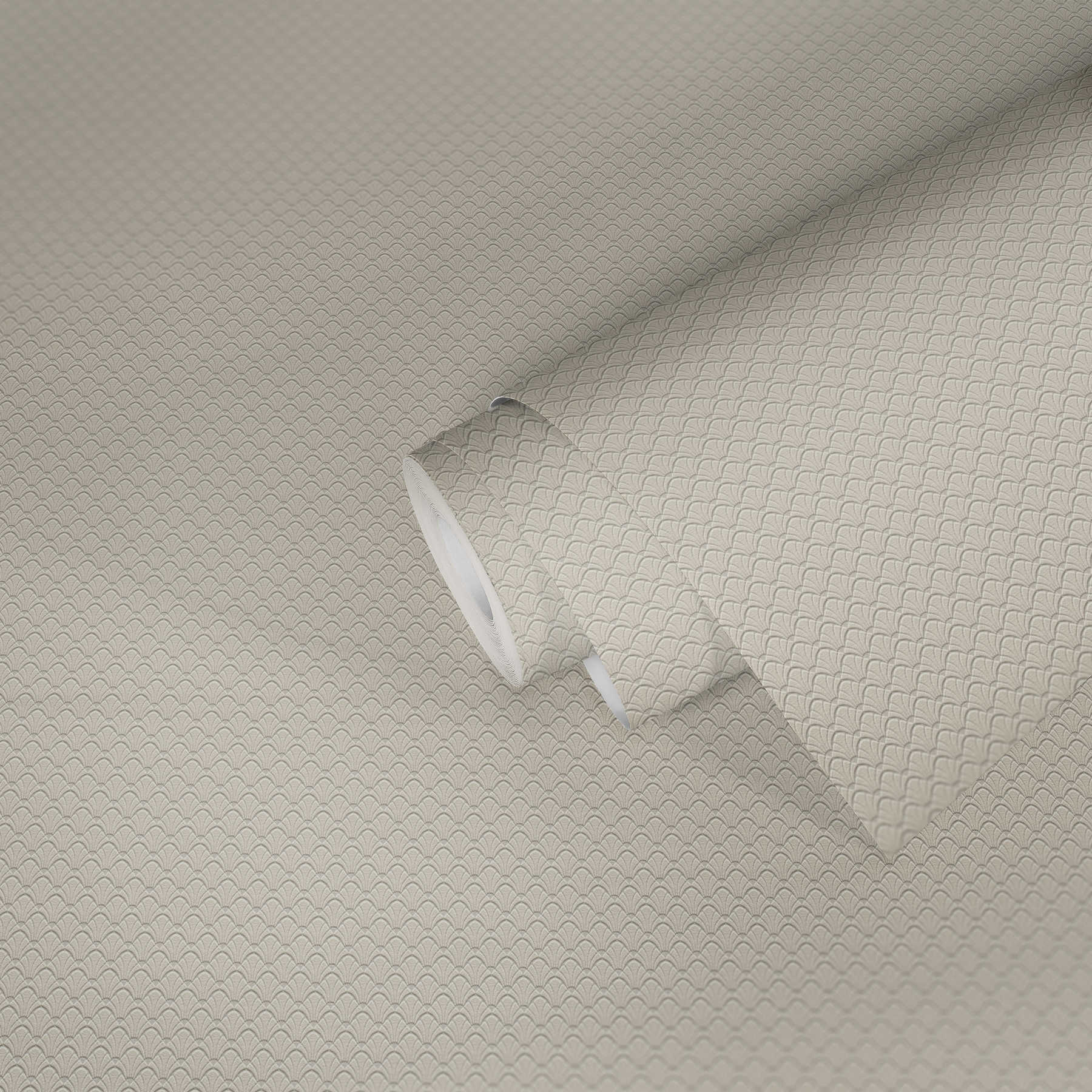             behangpapier filigraan structuurpatroon in schelpmotief - beige, grijs
        