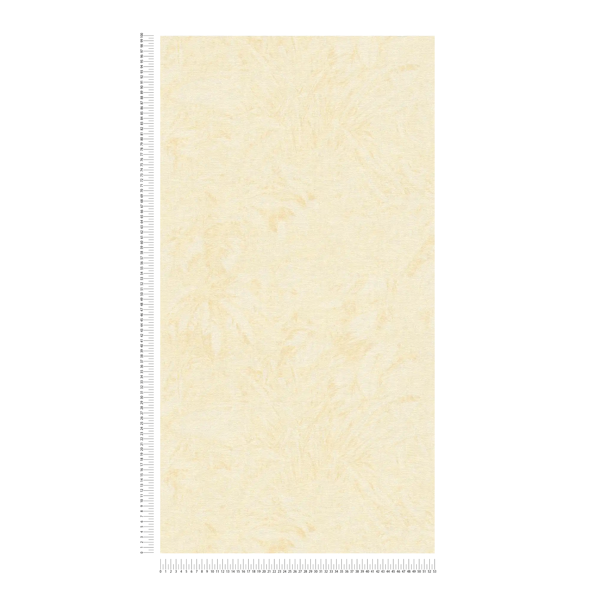             Wallpaper with faded leaf pattern in jungle look - beige, yellow, gold
        