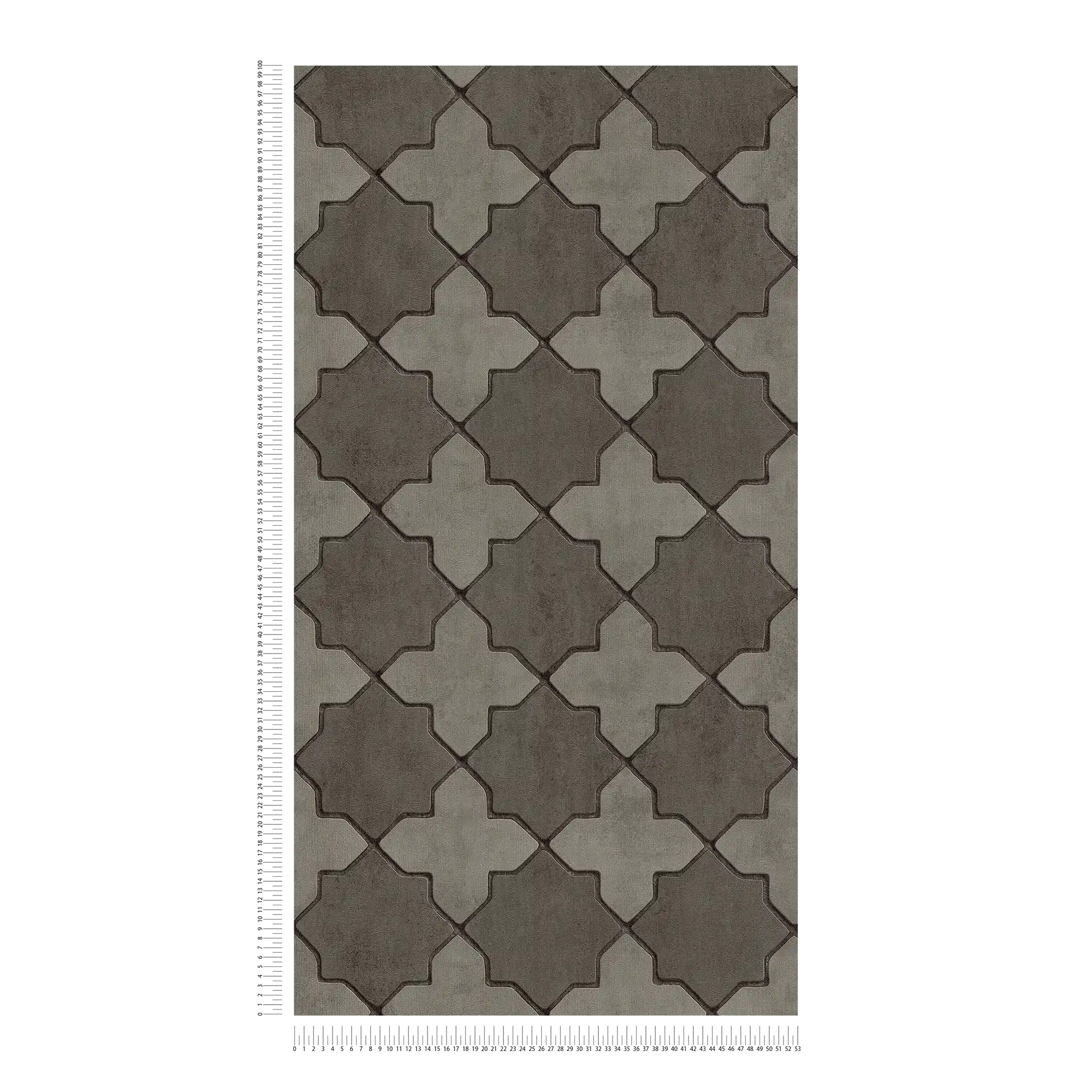             Papel pintado con aspecto de mosaico - gris, negro
        
