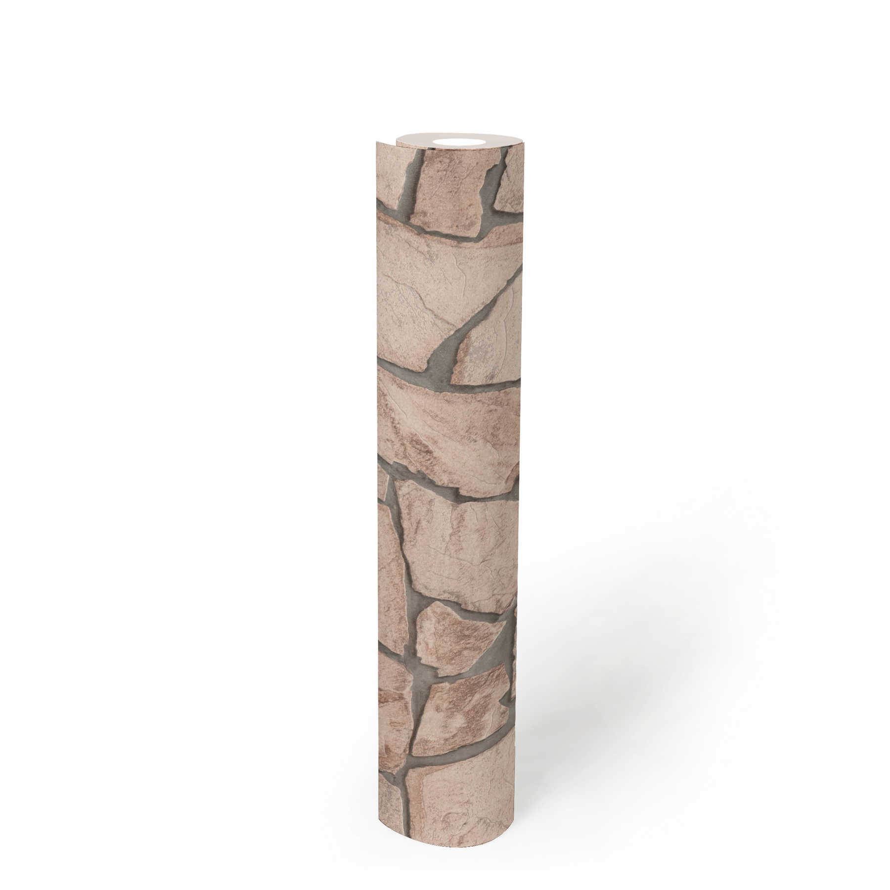             Papel pintado de piedra efecto 3D, patrón de piedra natural realista - beige, gris, marrón
        