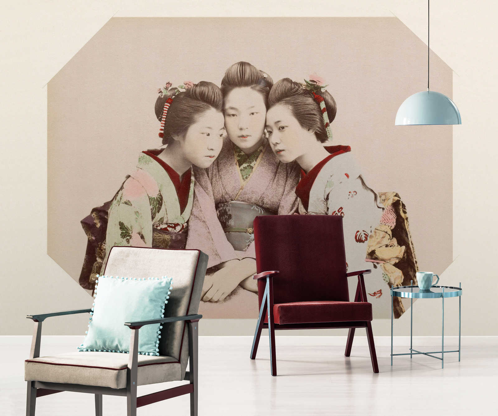             Kyoto 1 - Vintage Geisha Portrait mural with picture frame
        