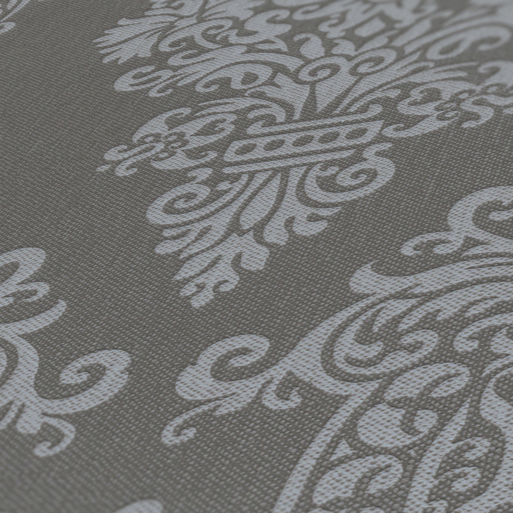             Classic ornament wallpaper with floral pattern - grey
        