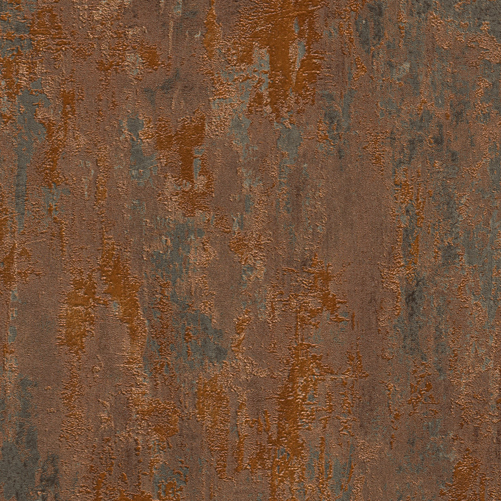             Roest- en metaaleffectbehang in industriële stijl - oranje, koper, bruin
        