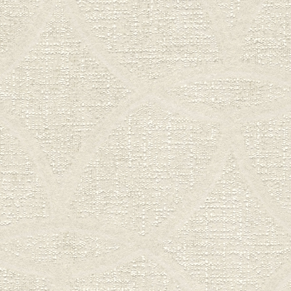             Papier peint blanc crème avec motifs brillants et géométriques - blanc
        