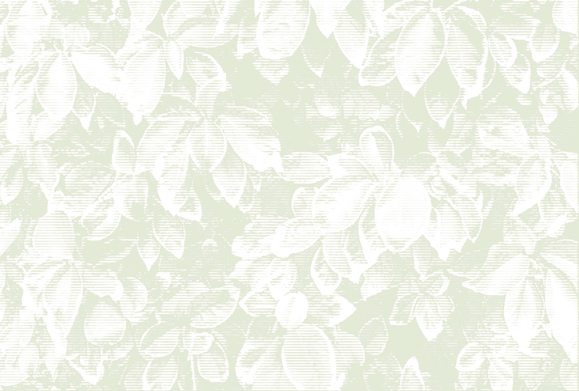             Papier peint naturel feuilles style vintage - vert, blanc
        