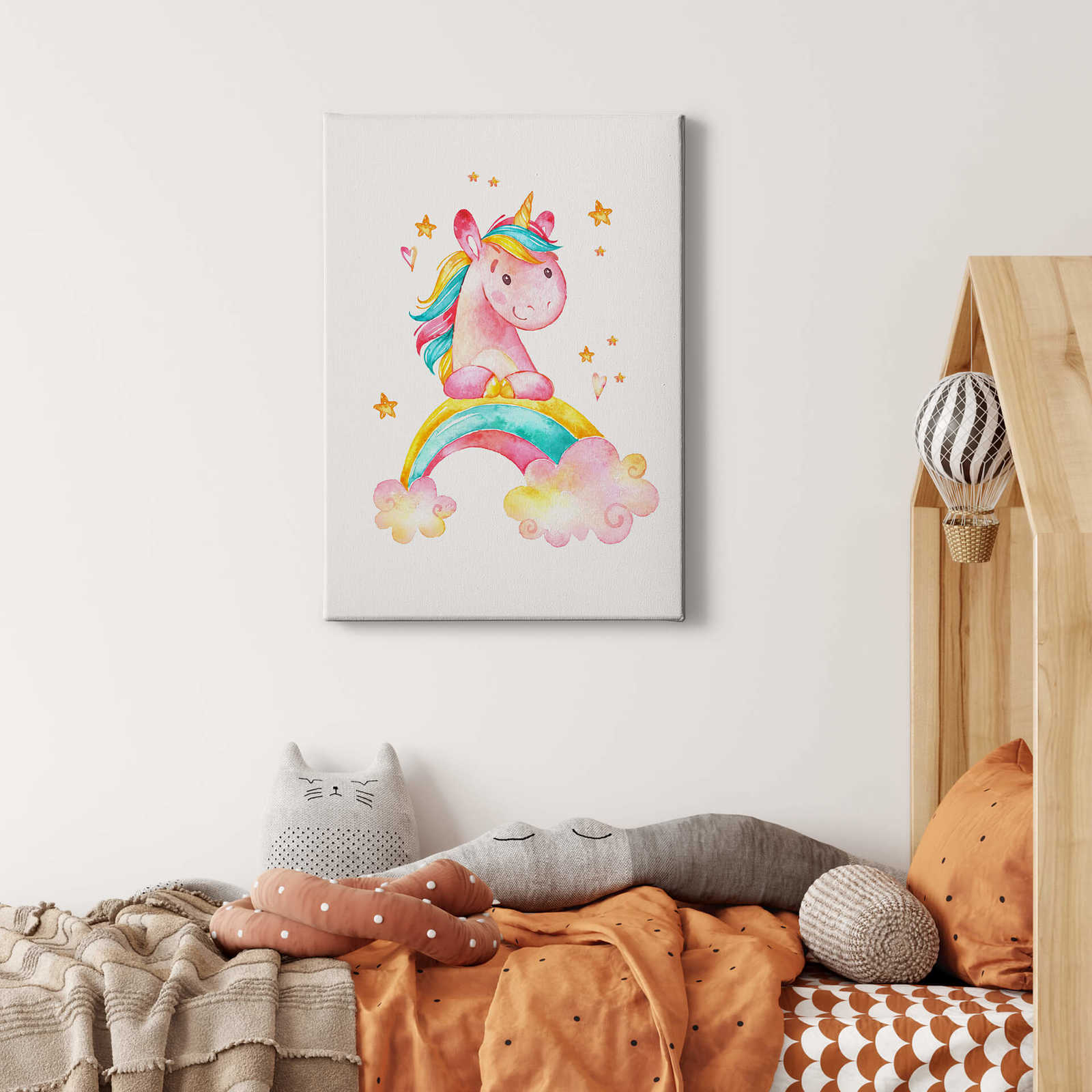             Canvas print unicorn and rainbow for kids – colourful
        