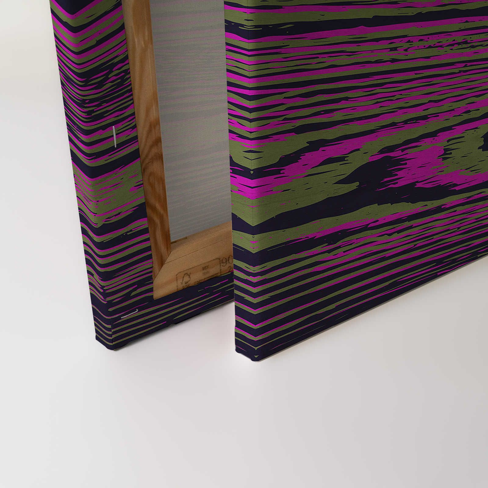             Kontiki 2 - Canvas painting Neon Wood Grain, Pink & Black - 0.90 m x 0.60 m
        