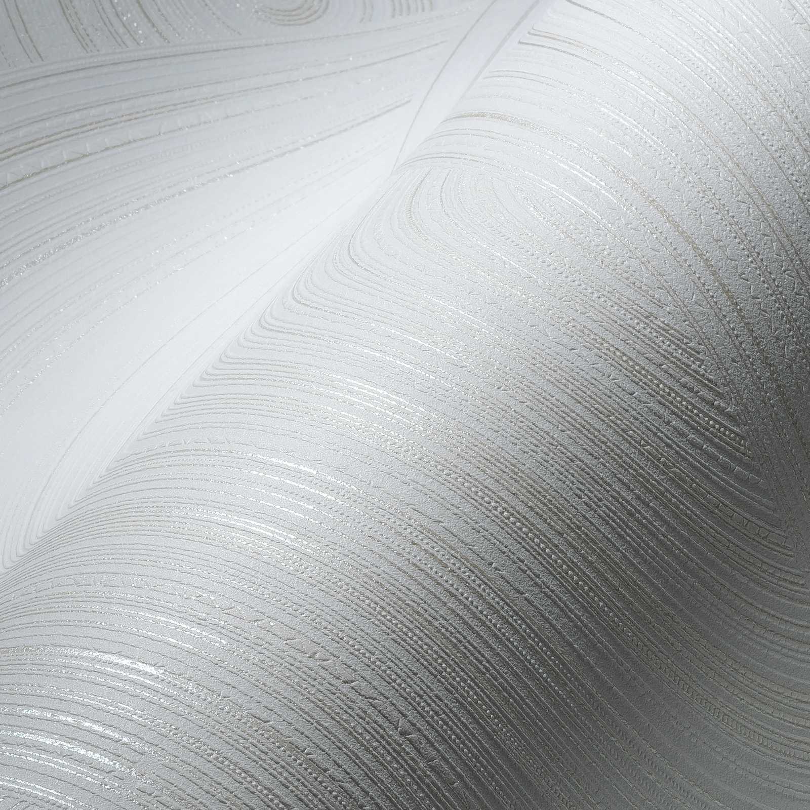             Papier peint intissé motifs circulaires avec surface structurée - blanc
        